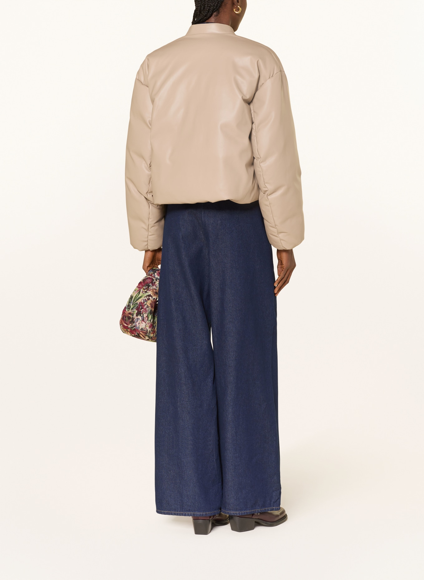 MRS & HUGS Daunenjacke in Lederoptik: HELLBRAUN