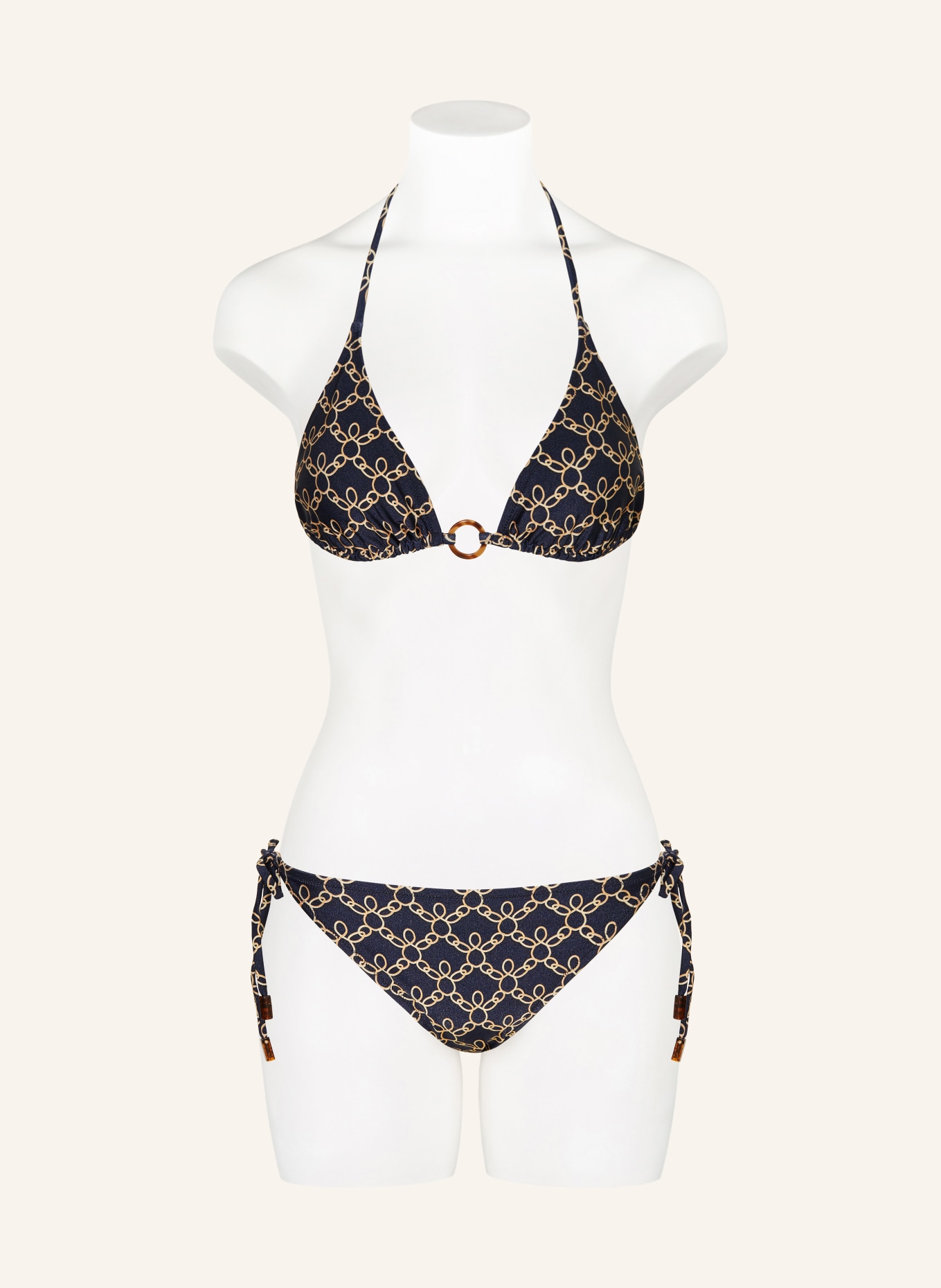 VILEBREQUIN Triangel-Bikini-Hose FLORE: DUNKELBLAU / GOLD