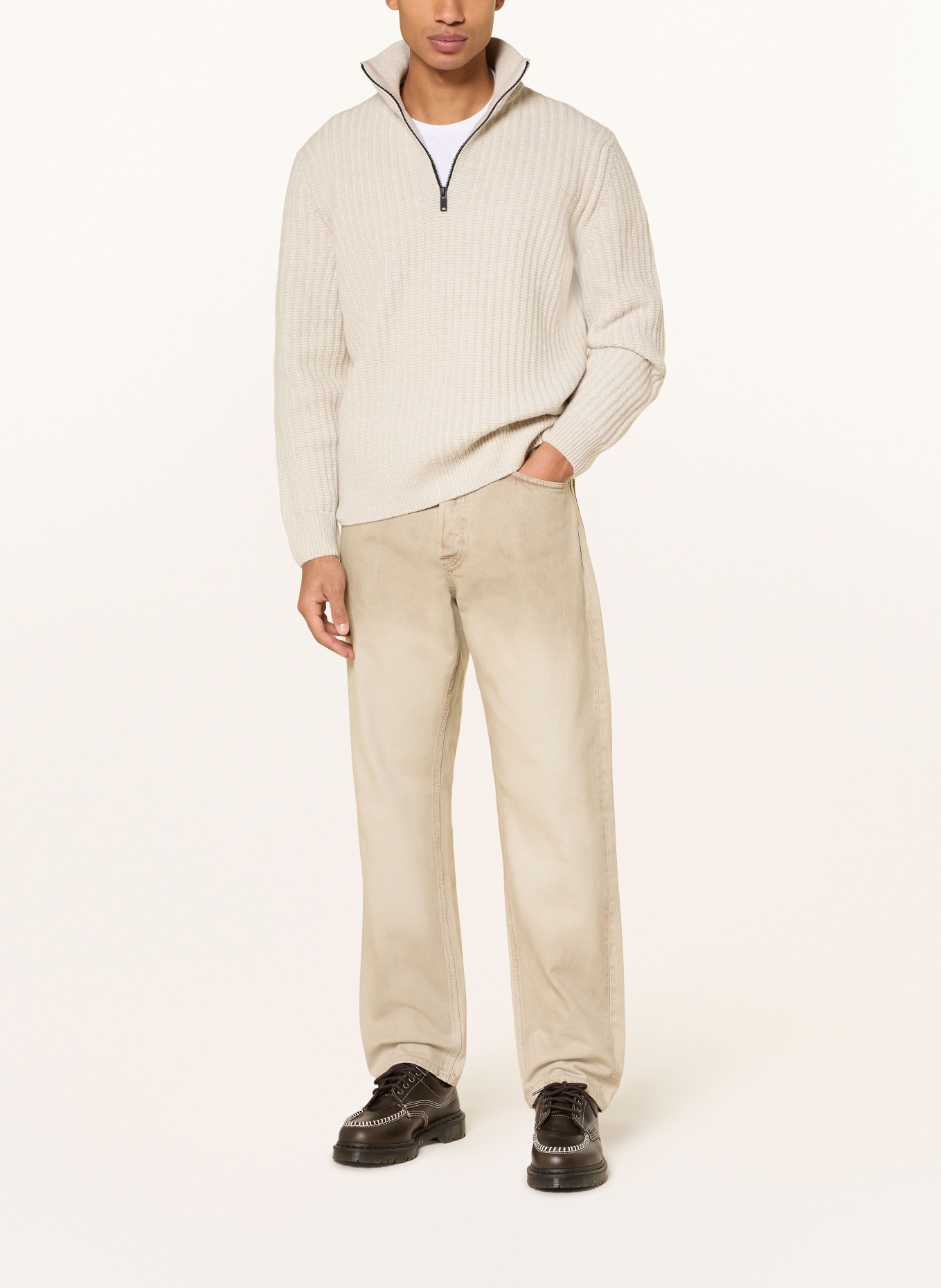 BOSS Half-zip sweater KWINTER: CREAM