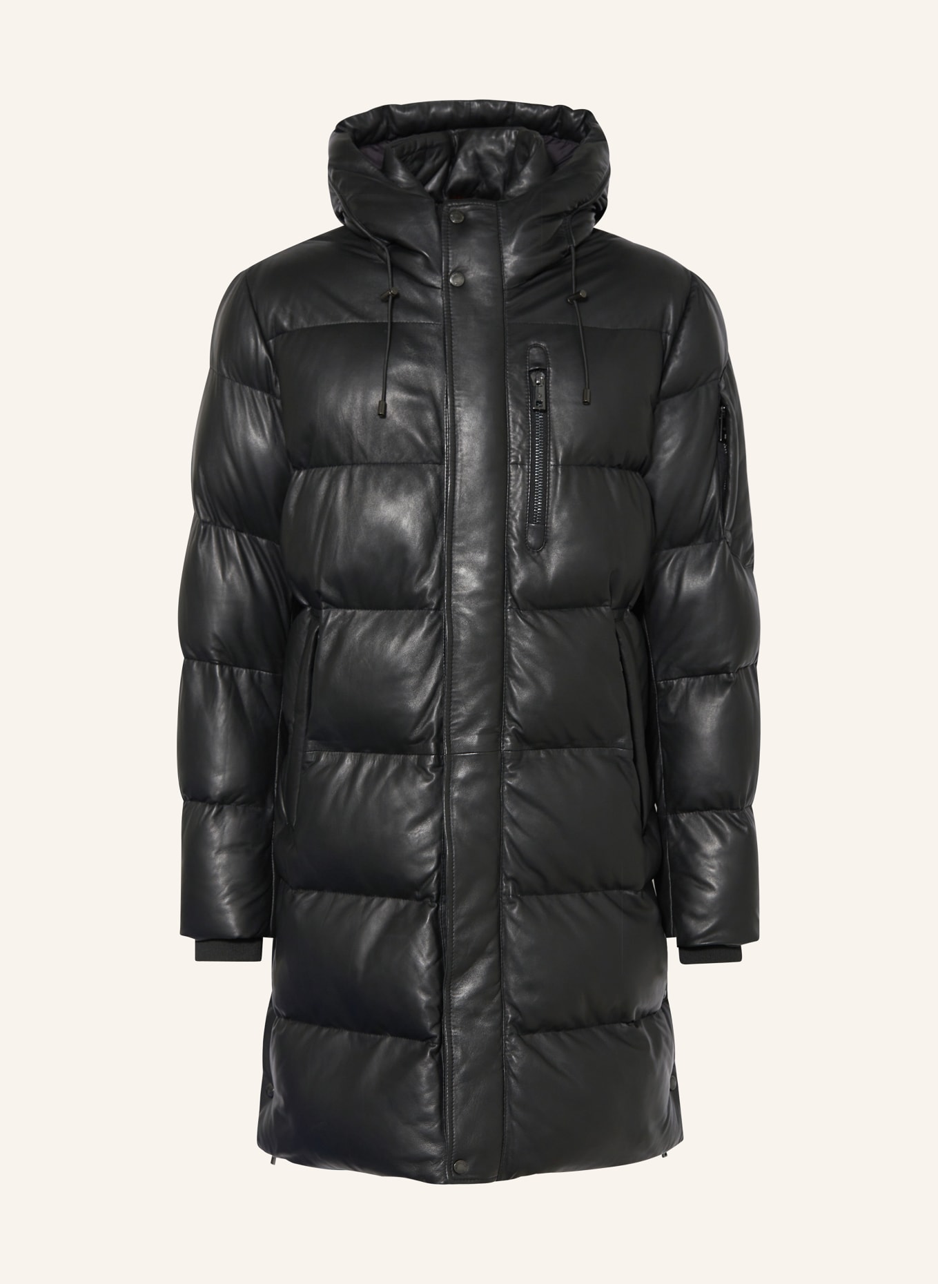 MILESTONE Steppmantel MSPIERO aus Leder: SCHWARZ