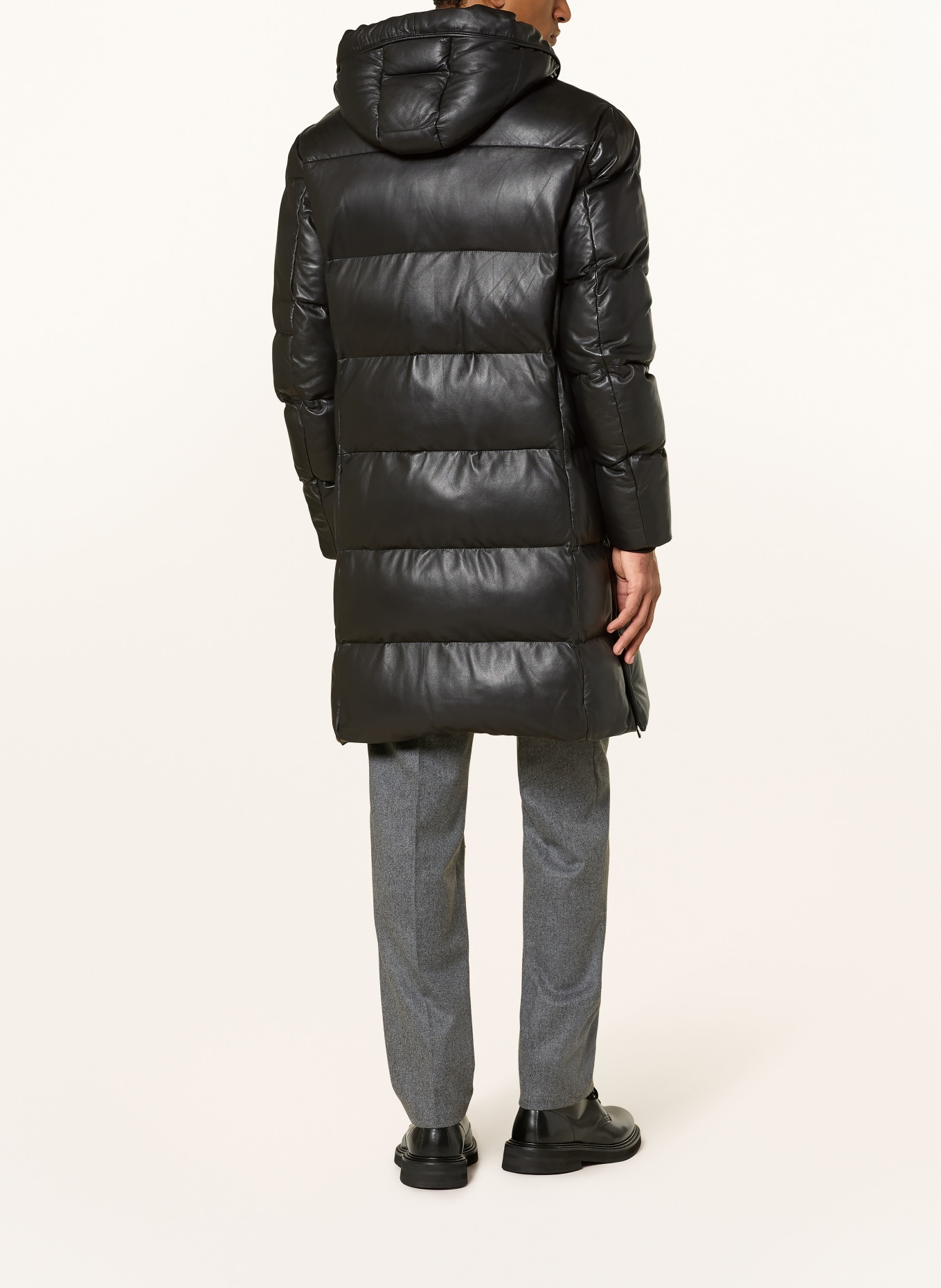 MILESTONE Steppmantel MSPIERO aus Leder: SCHWARZ