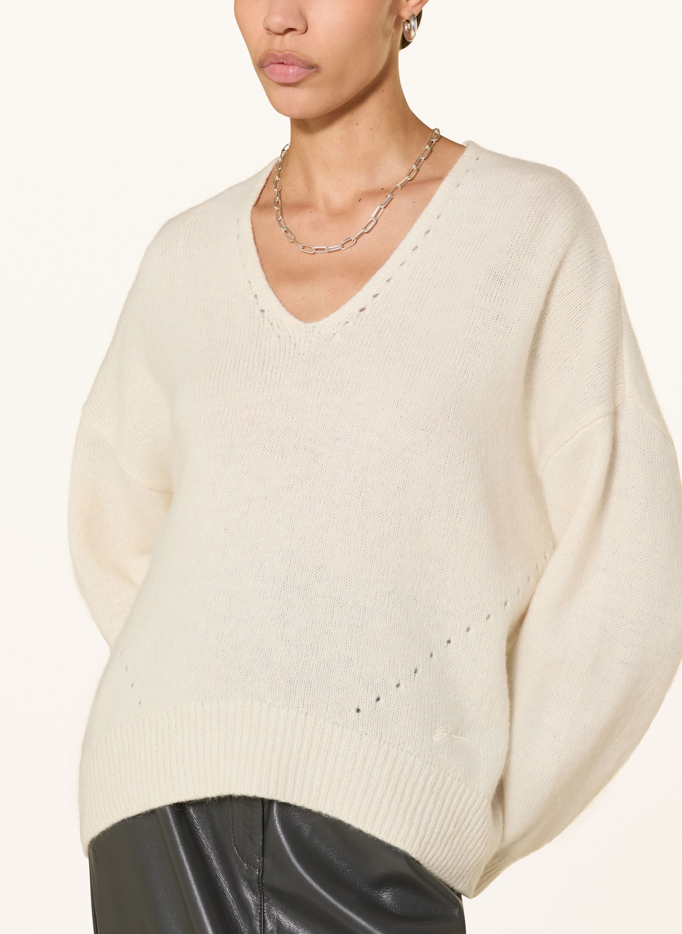 BOSS Pullover mit Alpaka: ECRU