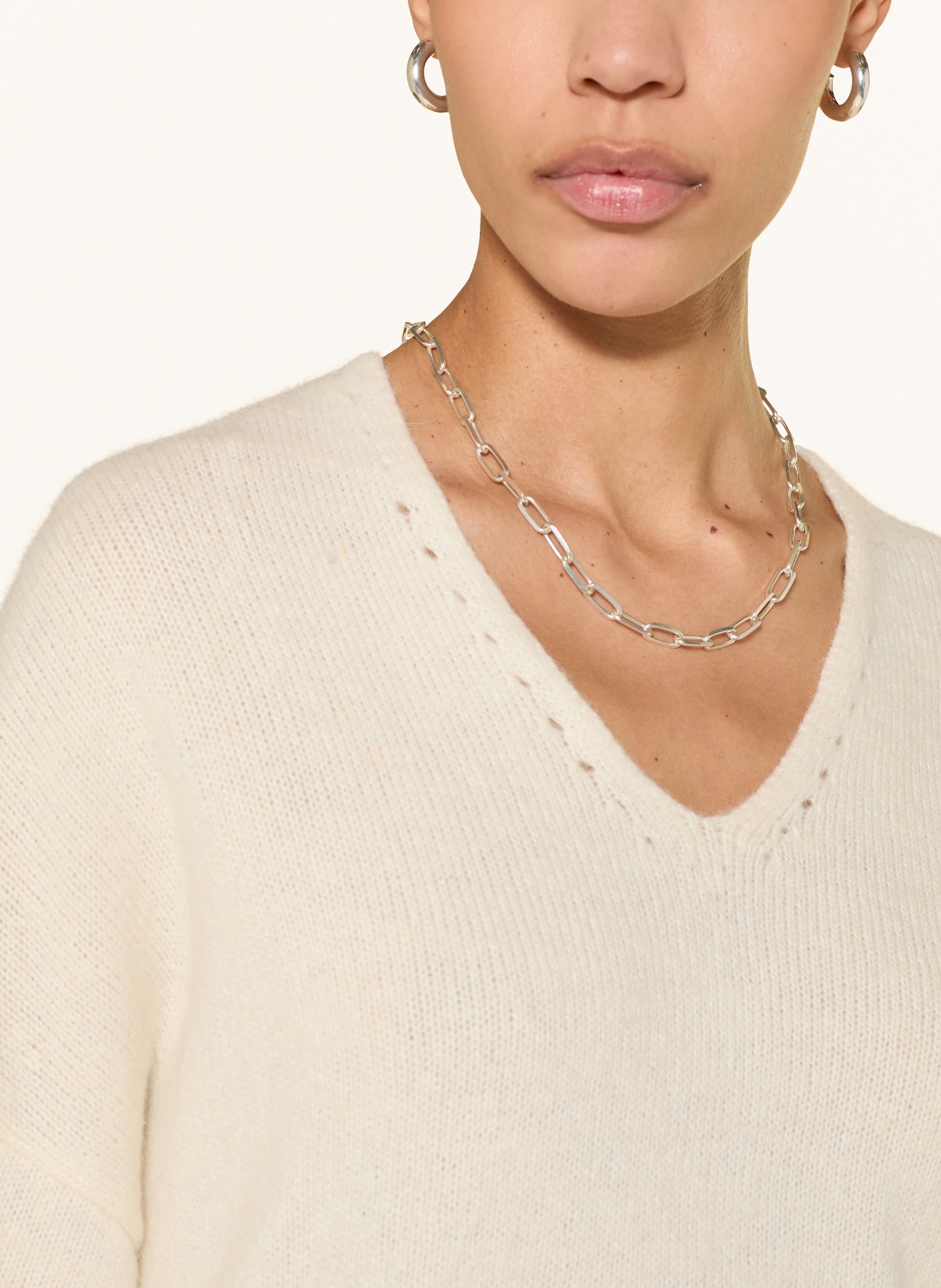 BOSS Pullover mit Alpaka: ECRU