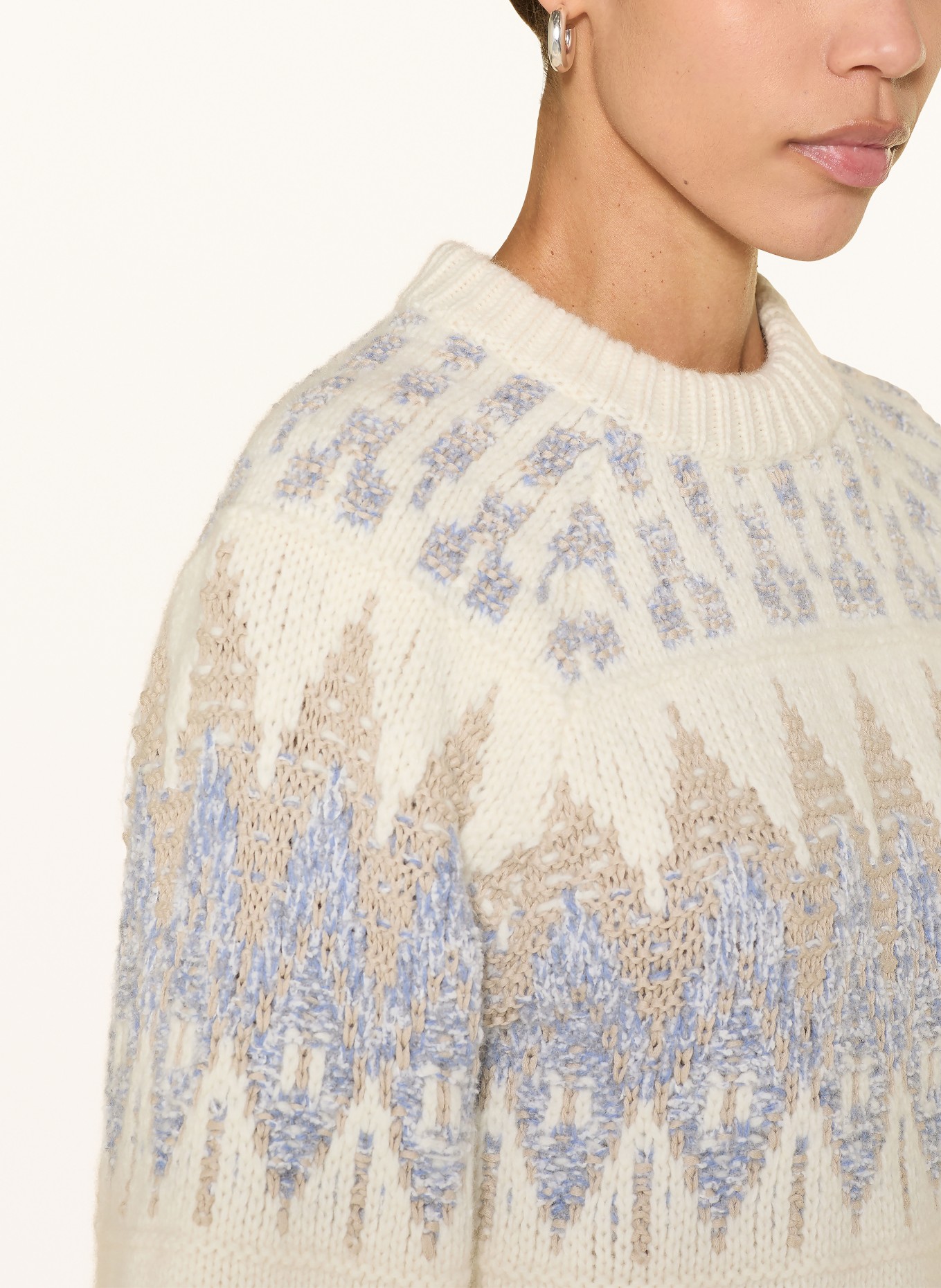BOSS Pullover FAROMBO: CREME / BEIGE / HELLBLAU