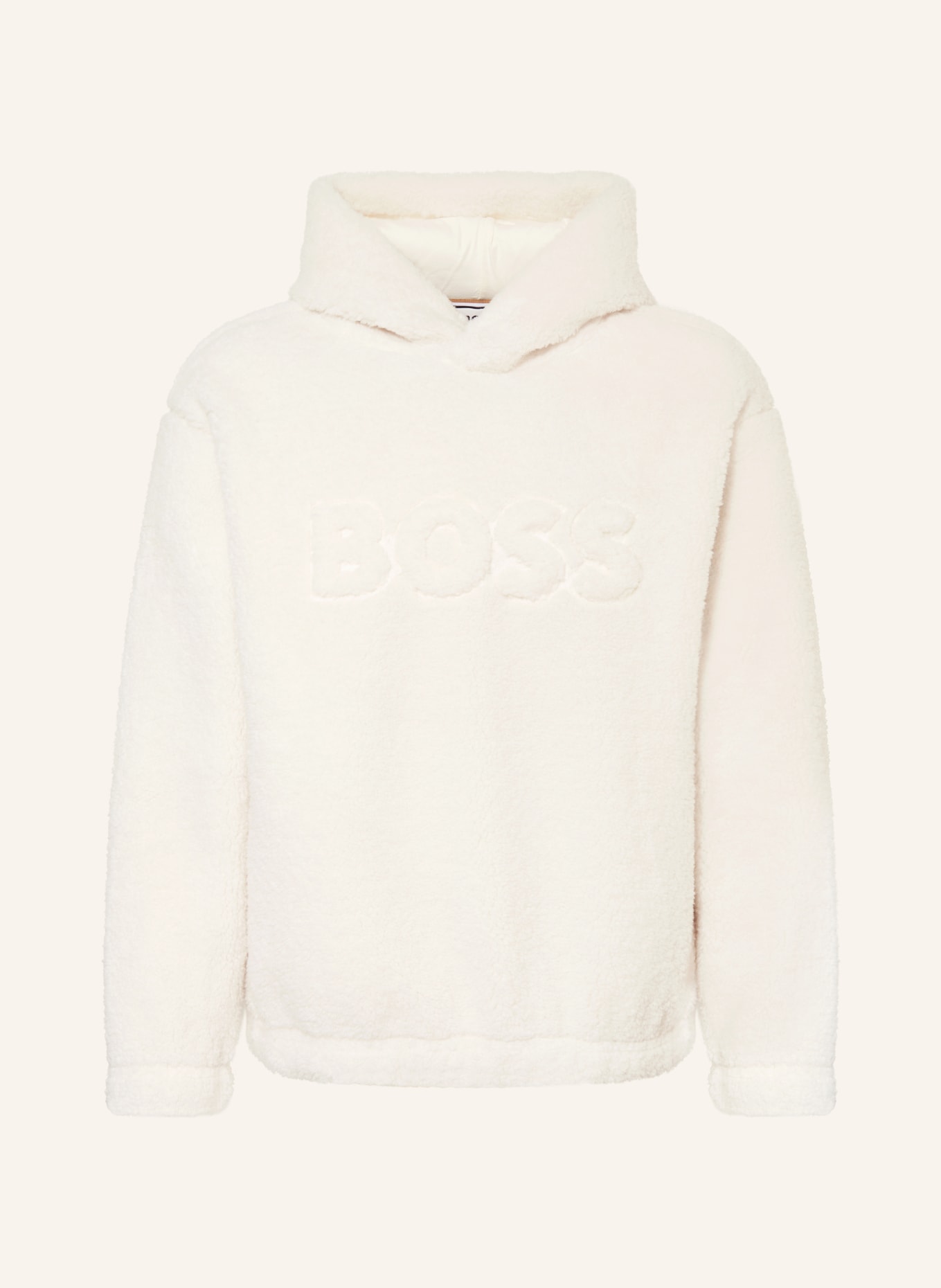 BOSS SULLIVAN teddy fur hoodie: ECRU