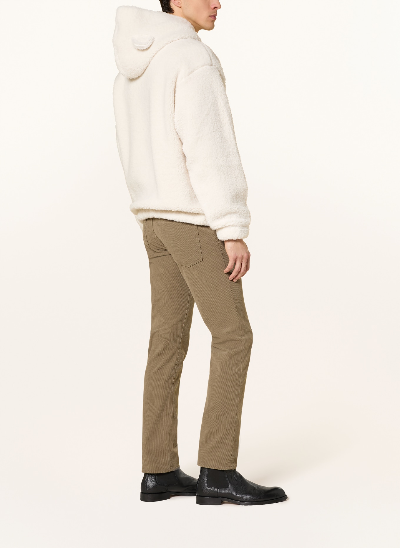 BOSS SULLIVAN teddy fur hoodie: ECRU