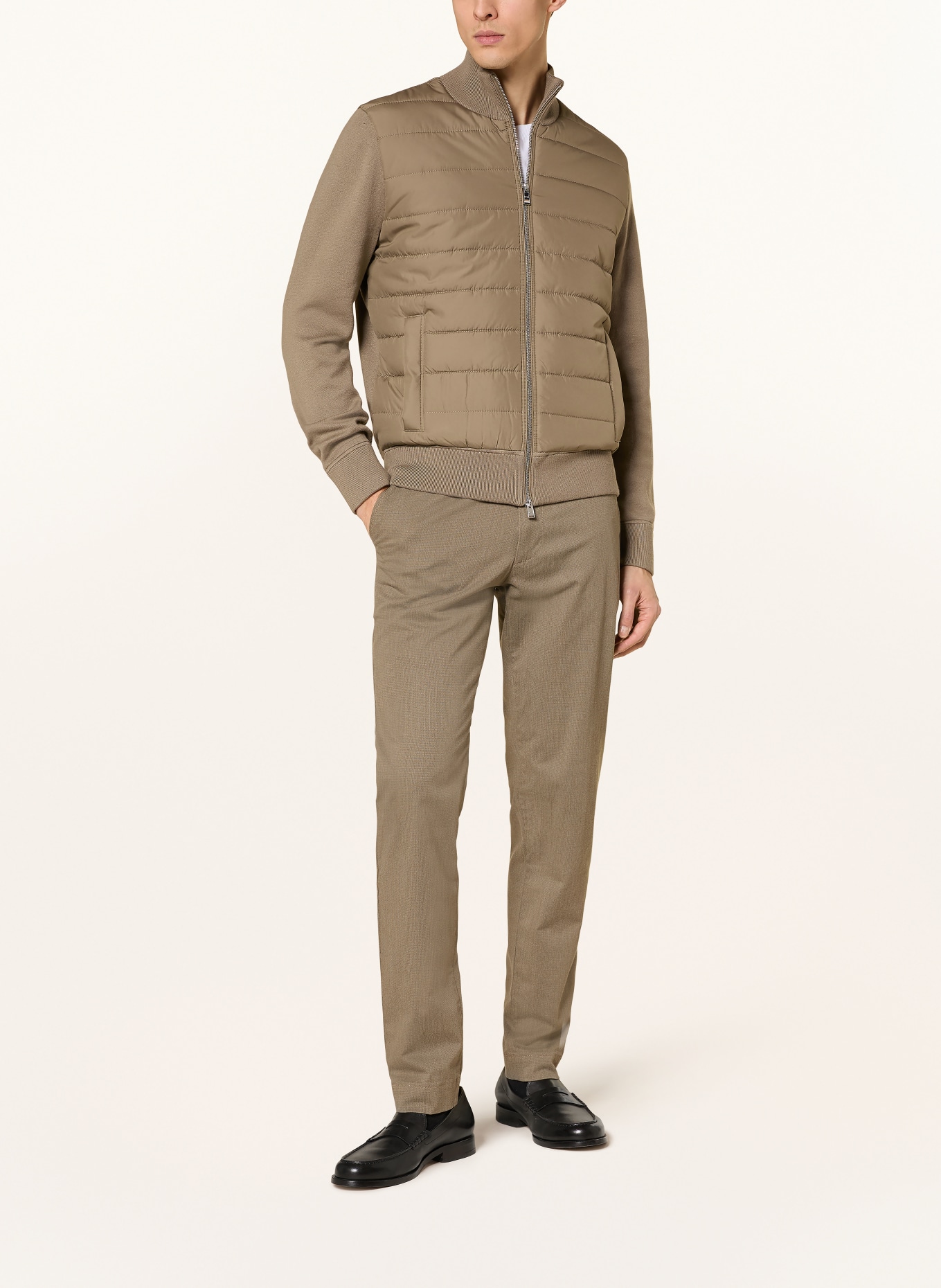 BOSS Steppjacke H-HERNESTO im Materialmix: KHAKI