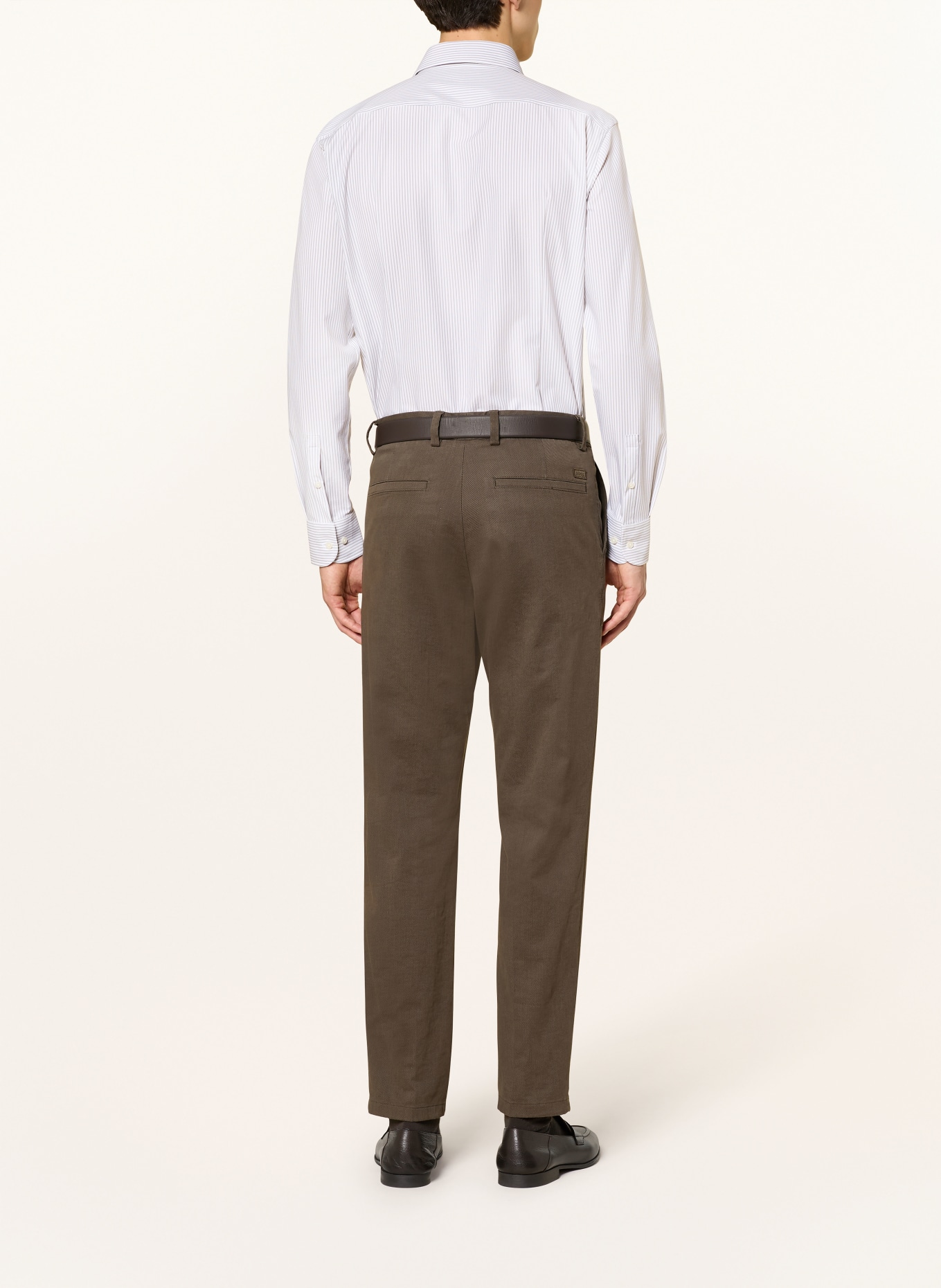 BOSS Hemd HANK Slim Fit: WEISS / DUNKELBRAUN