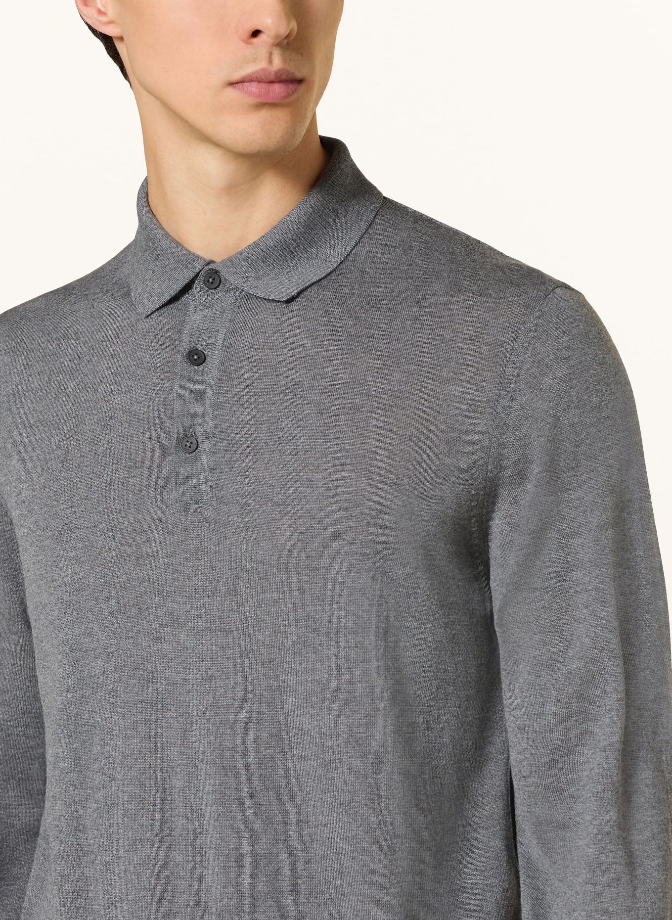 BOSS Strick-Poloshirt LANCIONE: DUNKELGRAU