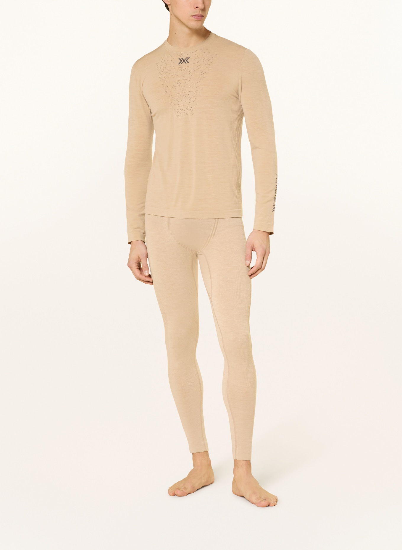 X-BIONIC MIGHTYWOOL functional underwear shirt with merino wool: BEIGE