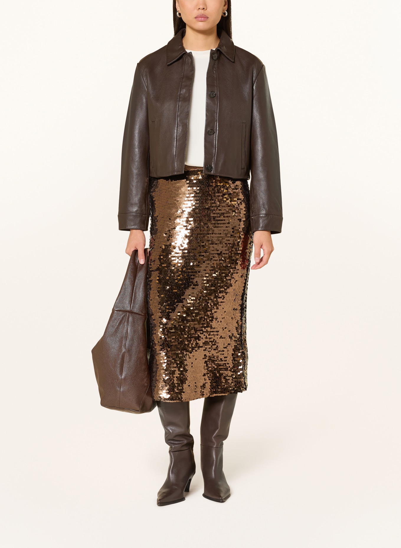 oui Rock mit Pailletten: DUNKELBRAUN