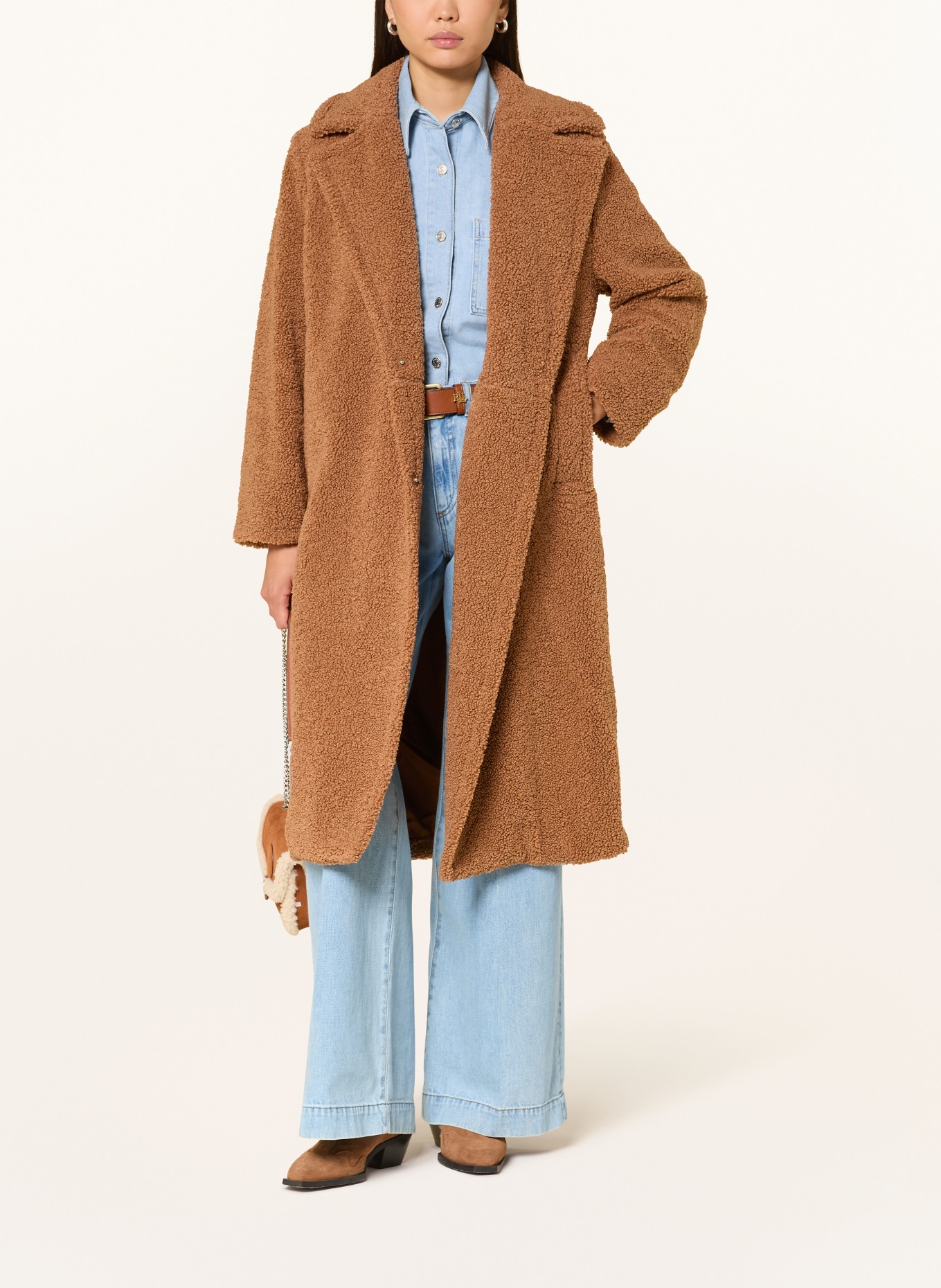 oui Teddyfell-Mantel: CAMEL