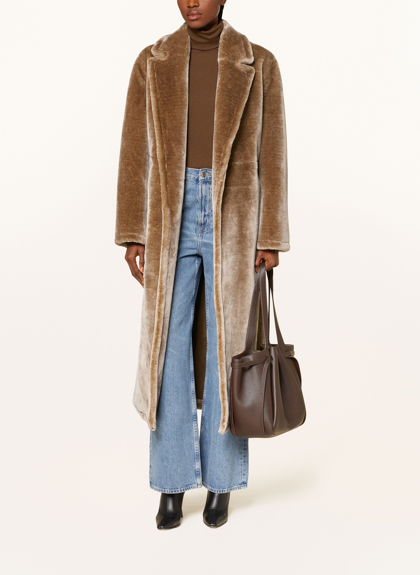 STAND STUDIO Kunstfell-Mantel KARINA: CAMEL