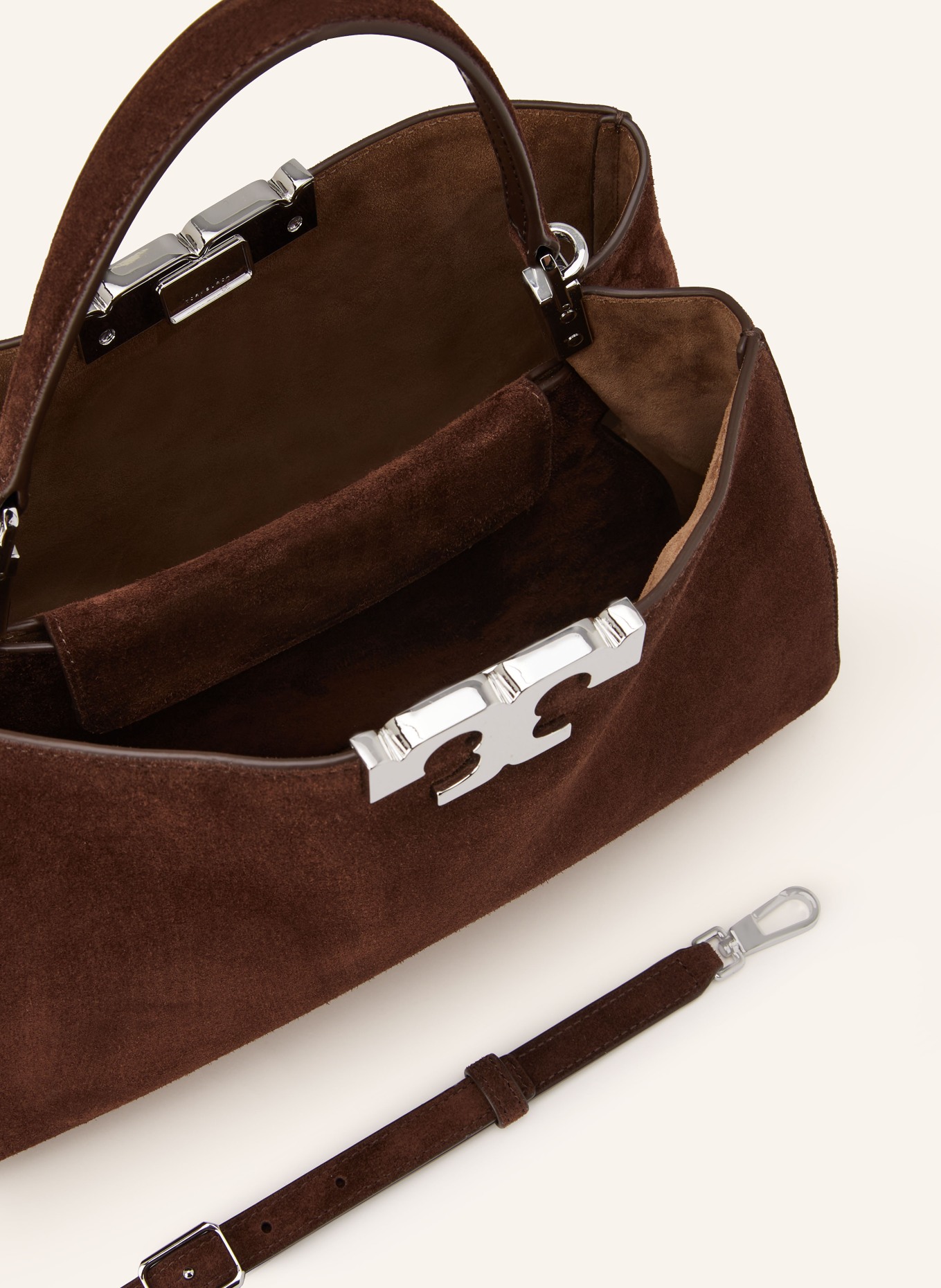 TORY BURCH ELEANOR shoulder bag: DARK BROWN / SILVER