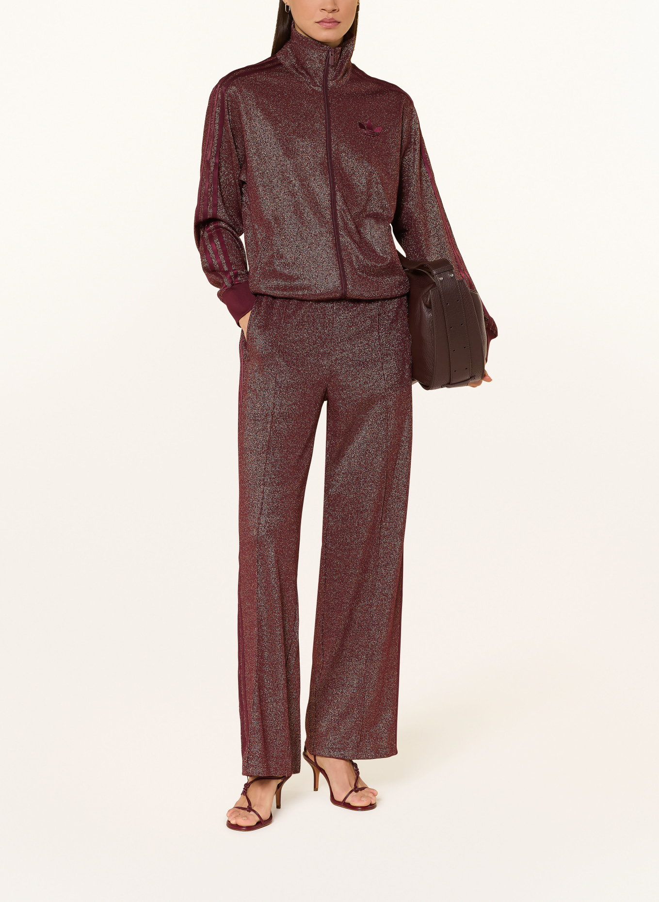 adidas Originals Sweatjacke FIREBIRD mit Glitzergarn: DUNKELROT / GOLD