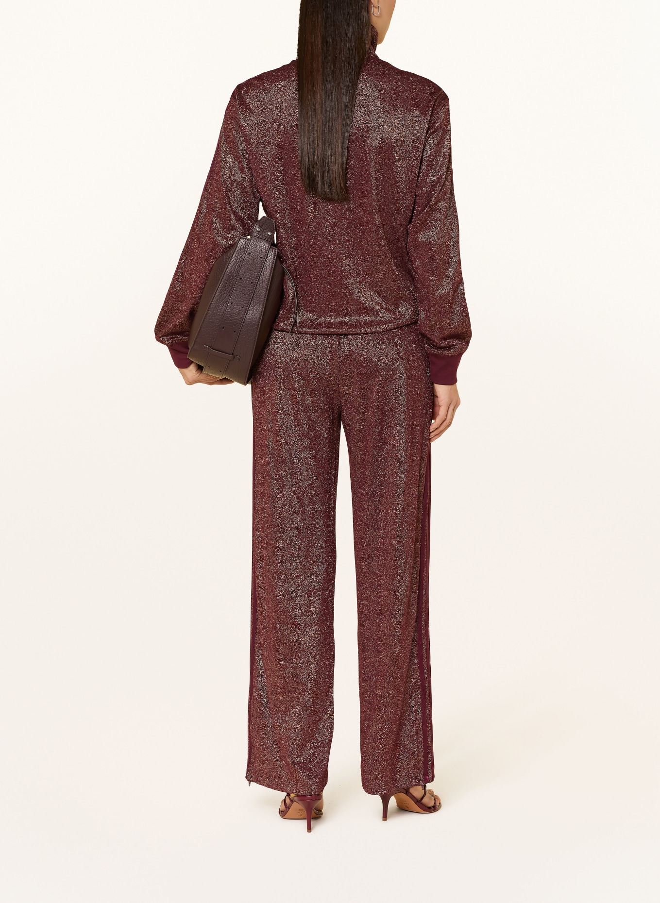 adidas Originals Sweatjacke FIREBIRD mit Glitzergarn: DUNKELROT / GOLD