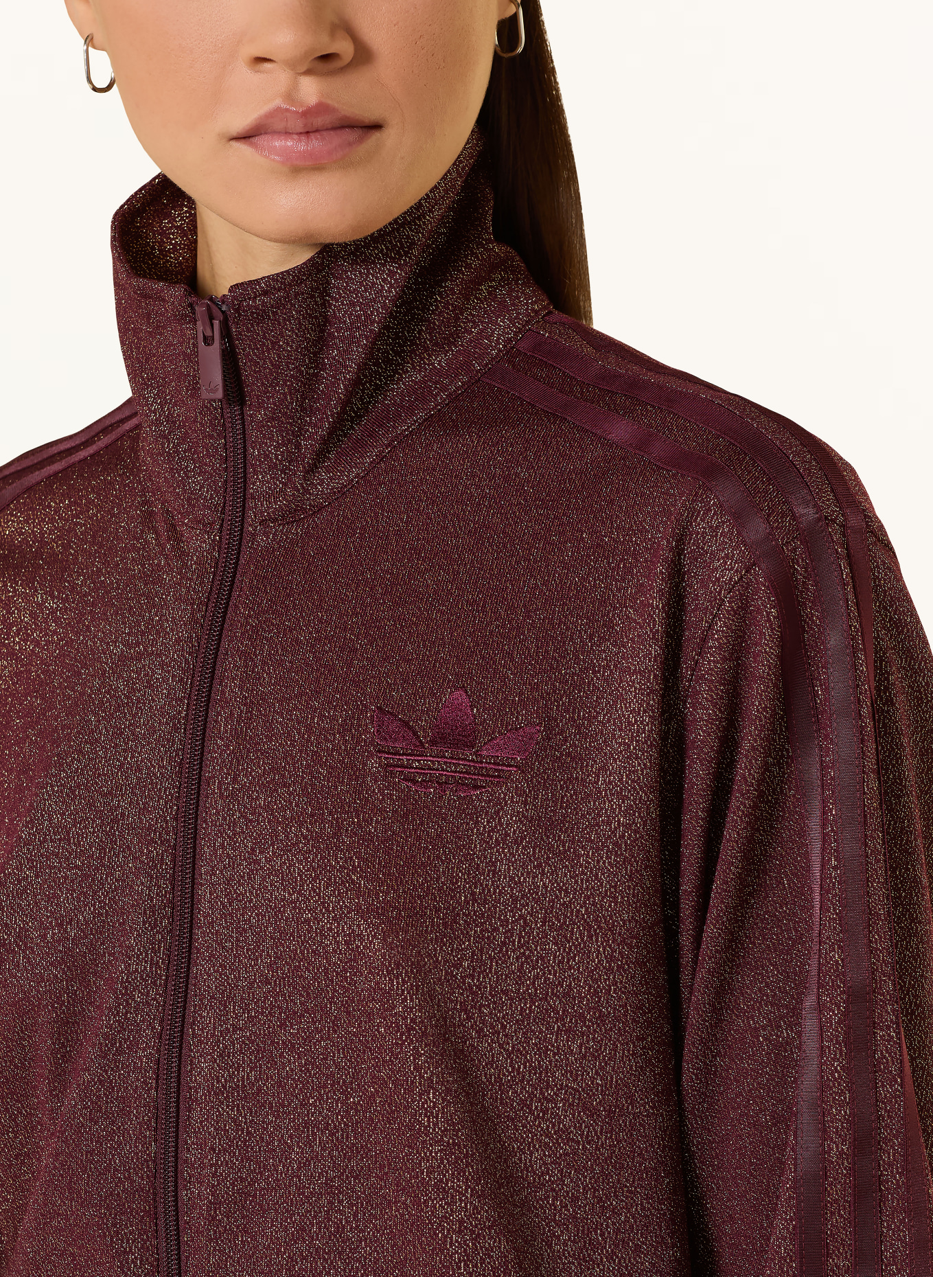 adidas Originals Sweatjacke FIREBIRD mit Glitzergarn: DUNKELROT / GOLD