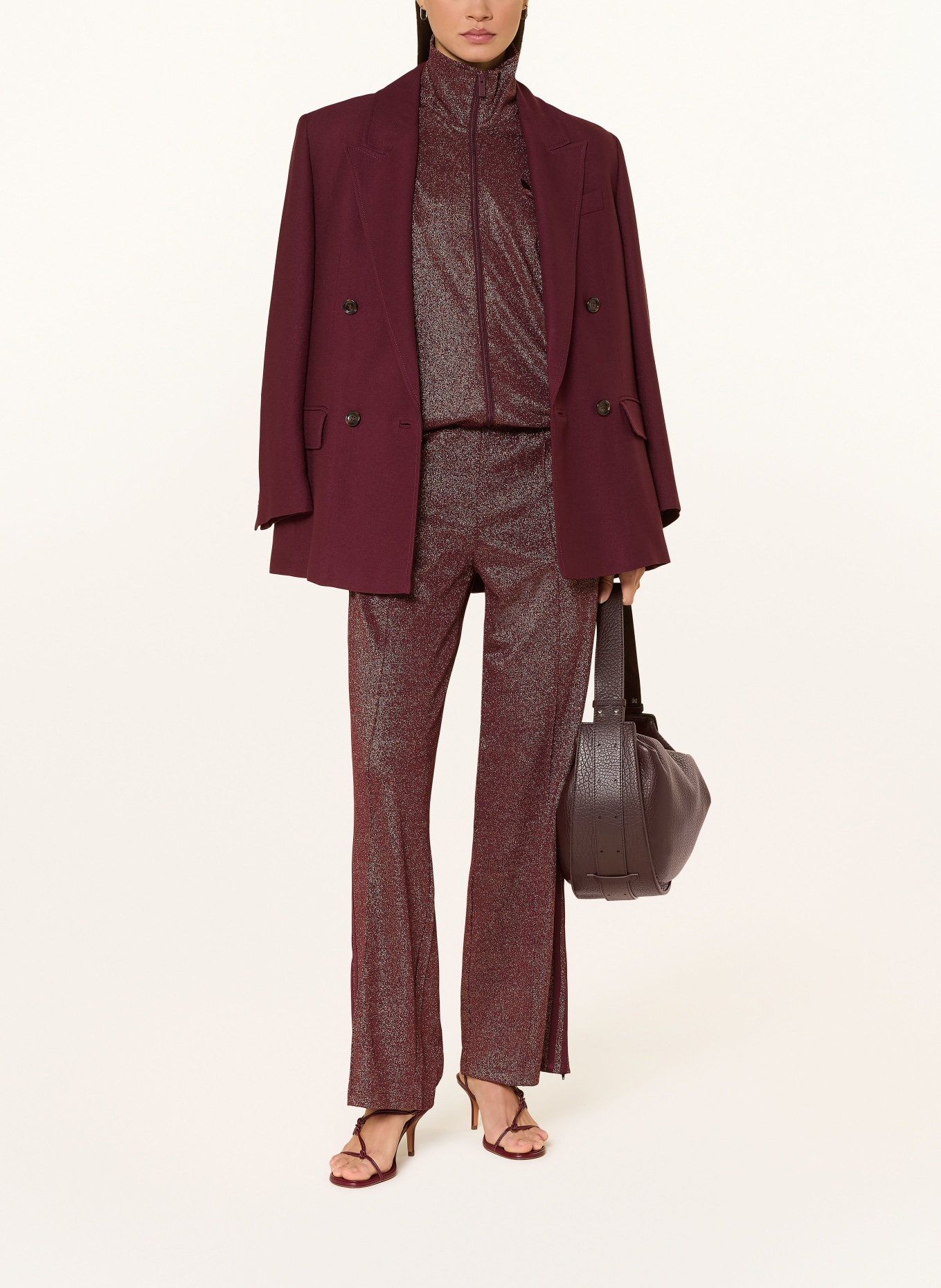 adidas Originals Sweatjacke FIREBIRD mit Glitzergarn: DUNKELROT / GOLD