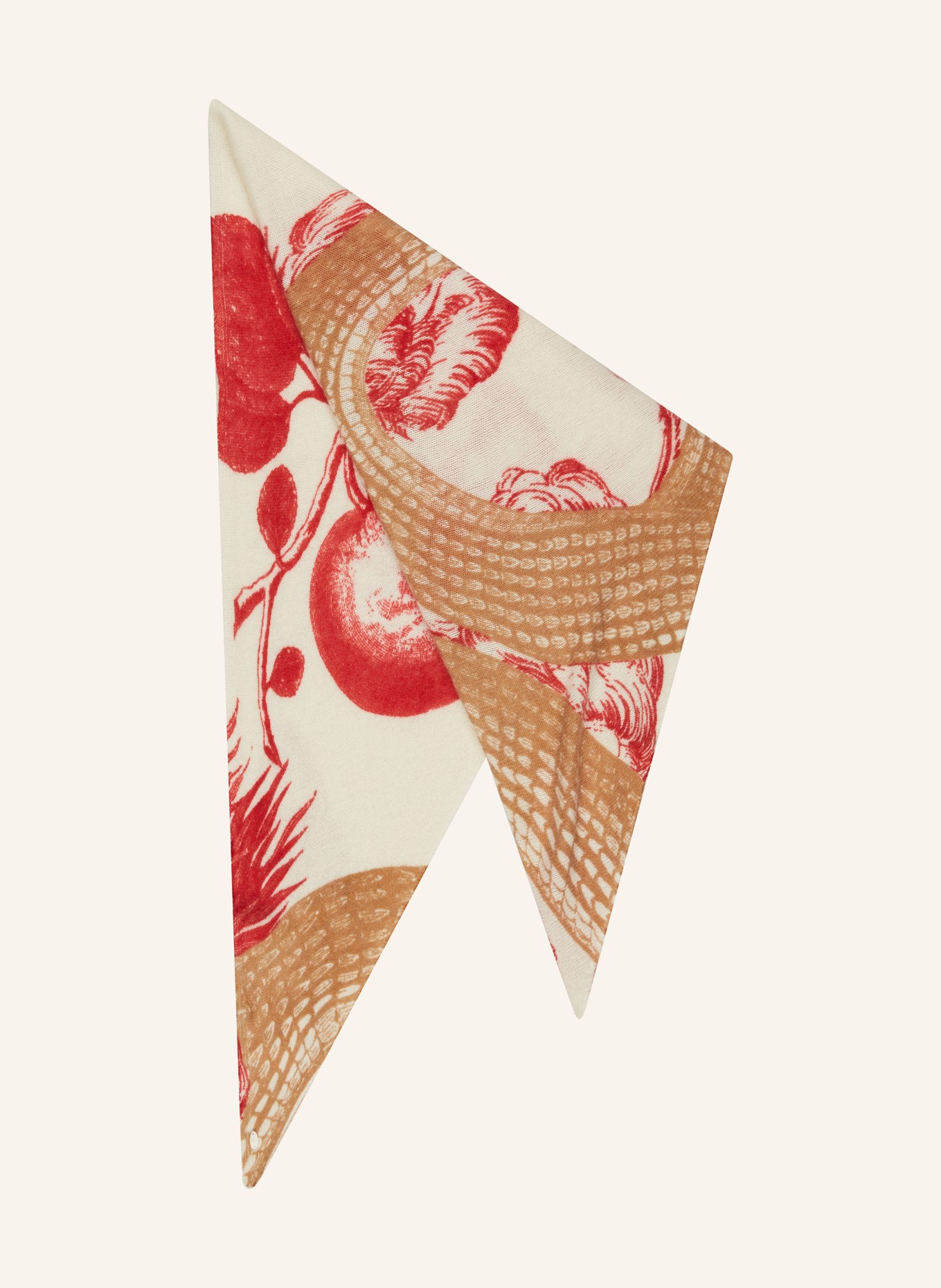 friendly hunting Dreieckstuch aus Cashmere: HELLGELB / HELLBRAUN / ROT