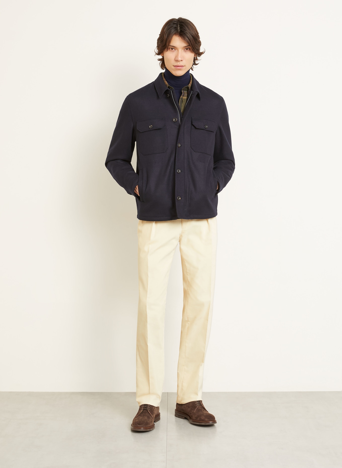 RALPH LAUREN PURPLE LABEL Overjacket aus Cashmere: DUNKELBLAU