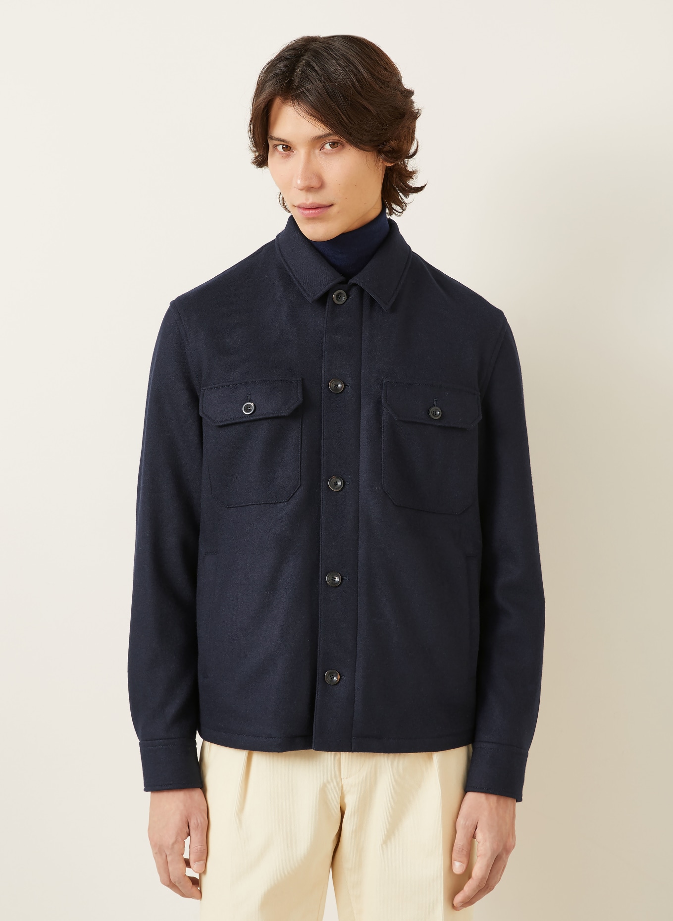 RALPH LAUREN PURPLE LABEL Overjacket aus Cashmere: DUNKELBLAU
