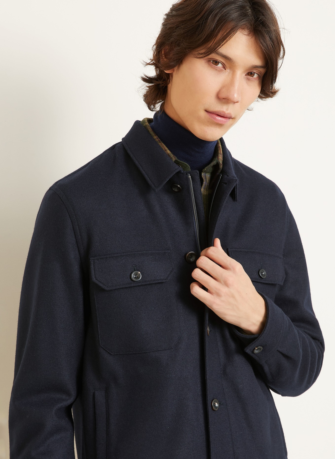 RALPH LAUREN PURPLE LABEL Overjacket aus Cashmere: DUNKELBLAU