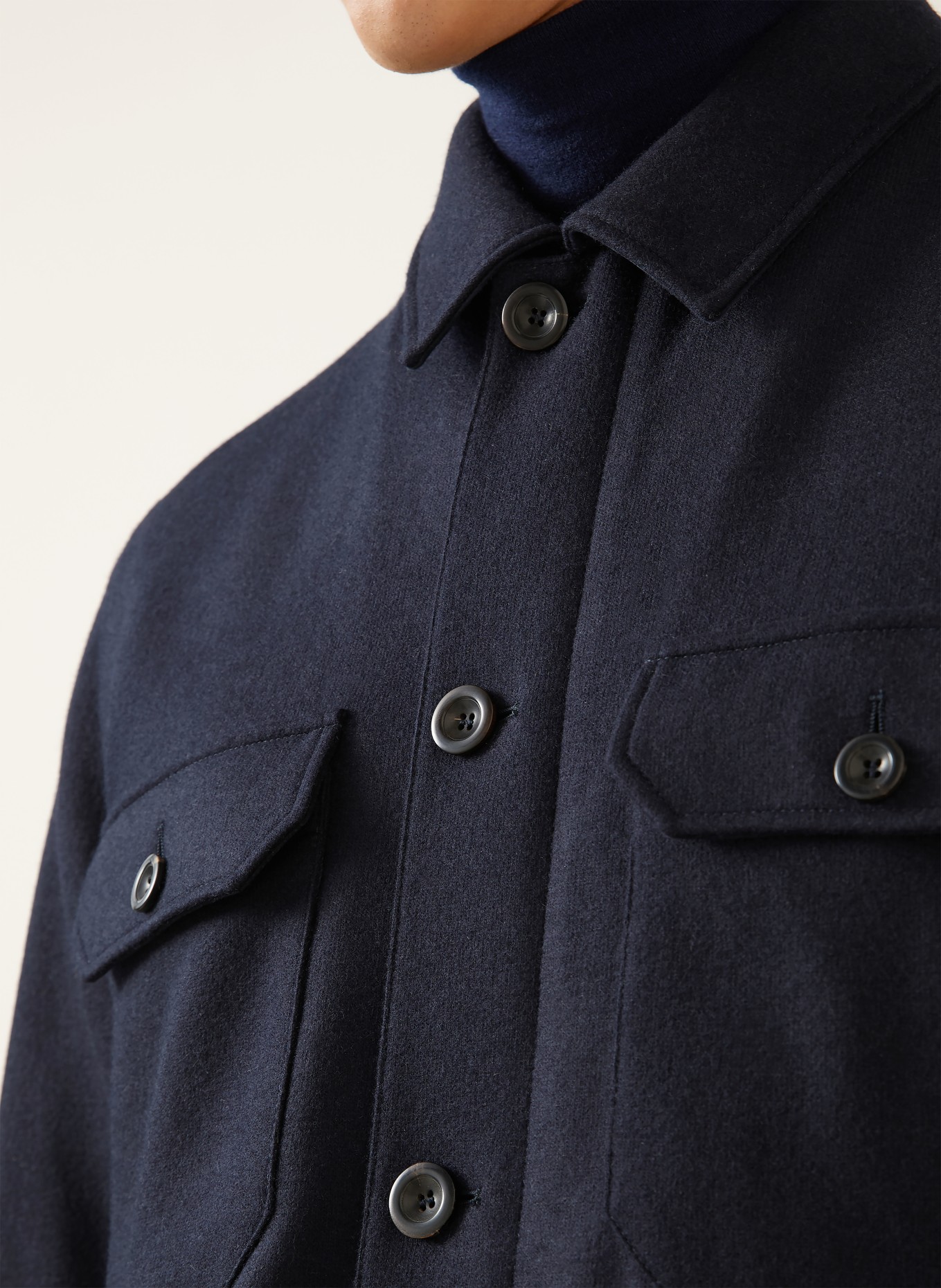 RALPH LAUREN PURPLE LABEL Overjacket aus Cashmere: DUNKELBLAU