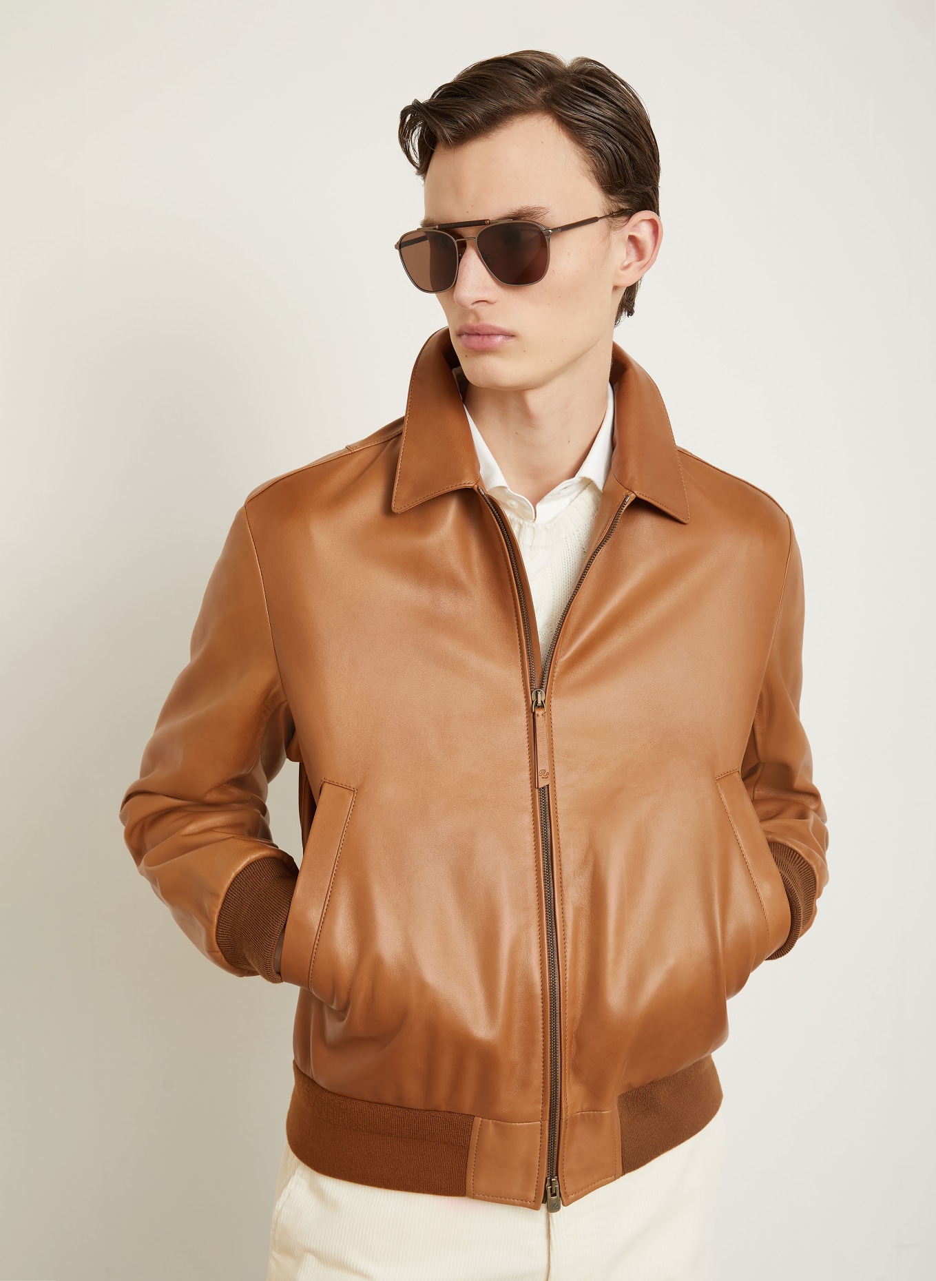 RALPH LAUREN PURPLE LABEL Lederjacke: BRAUN