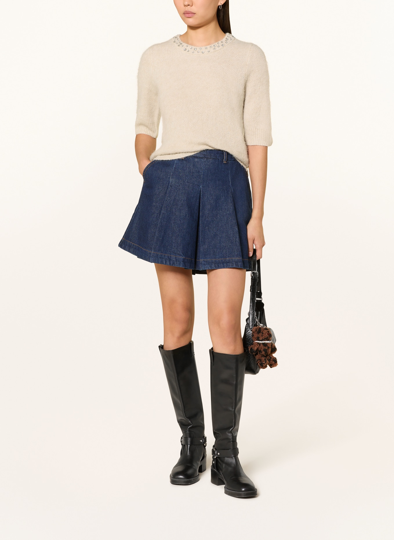 ONLY Strickshirt mit Schmucksteinen: ECRU