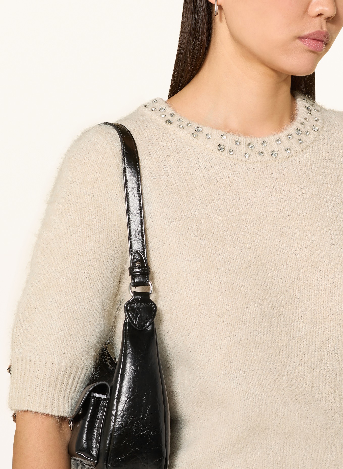 ONLY Strickshirt mit Schmucksteinen: ECRU