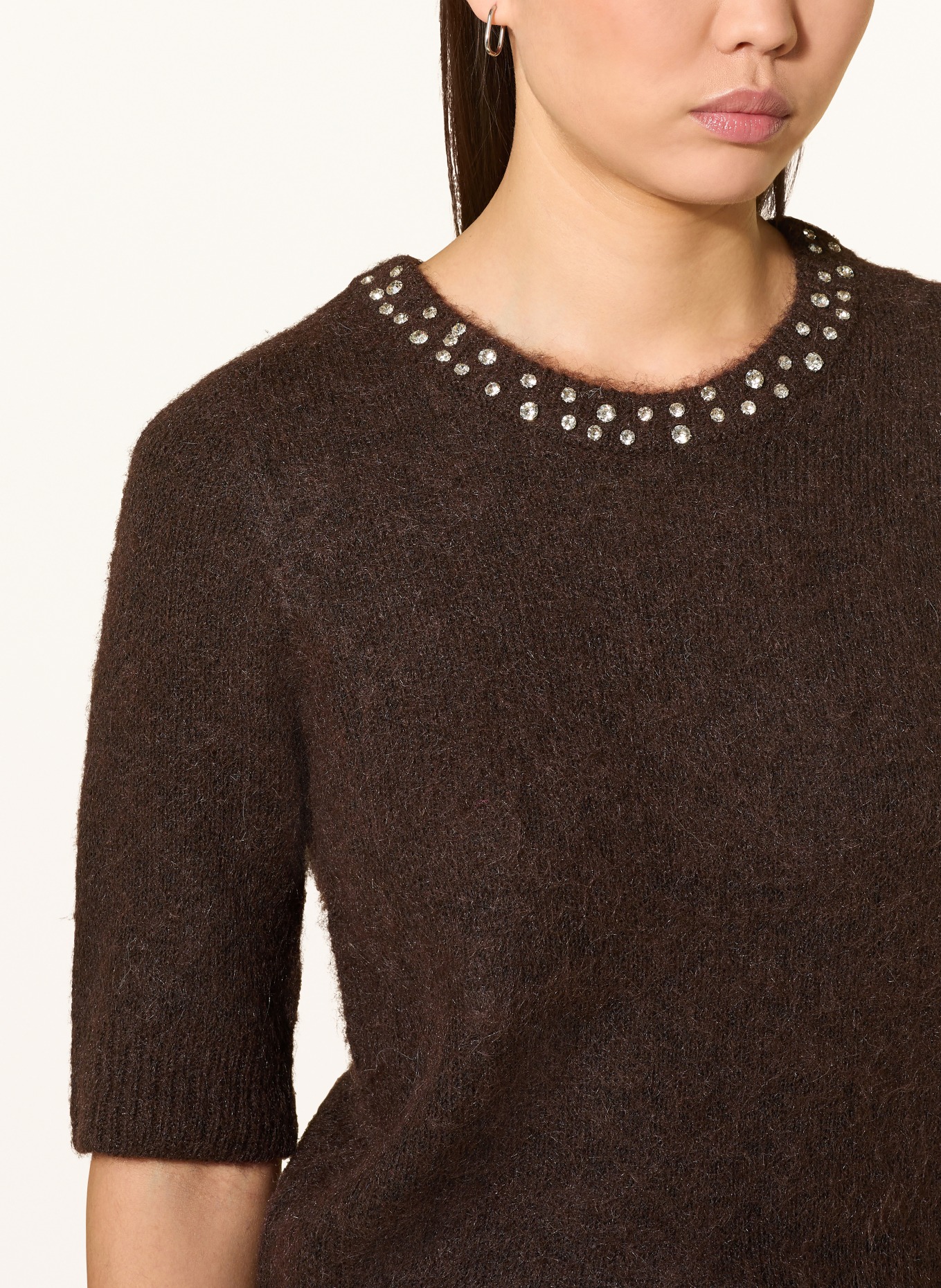 ONLY Strickshirt mit Schmucksteinen: DUNKELBRAUN
