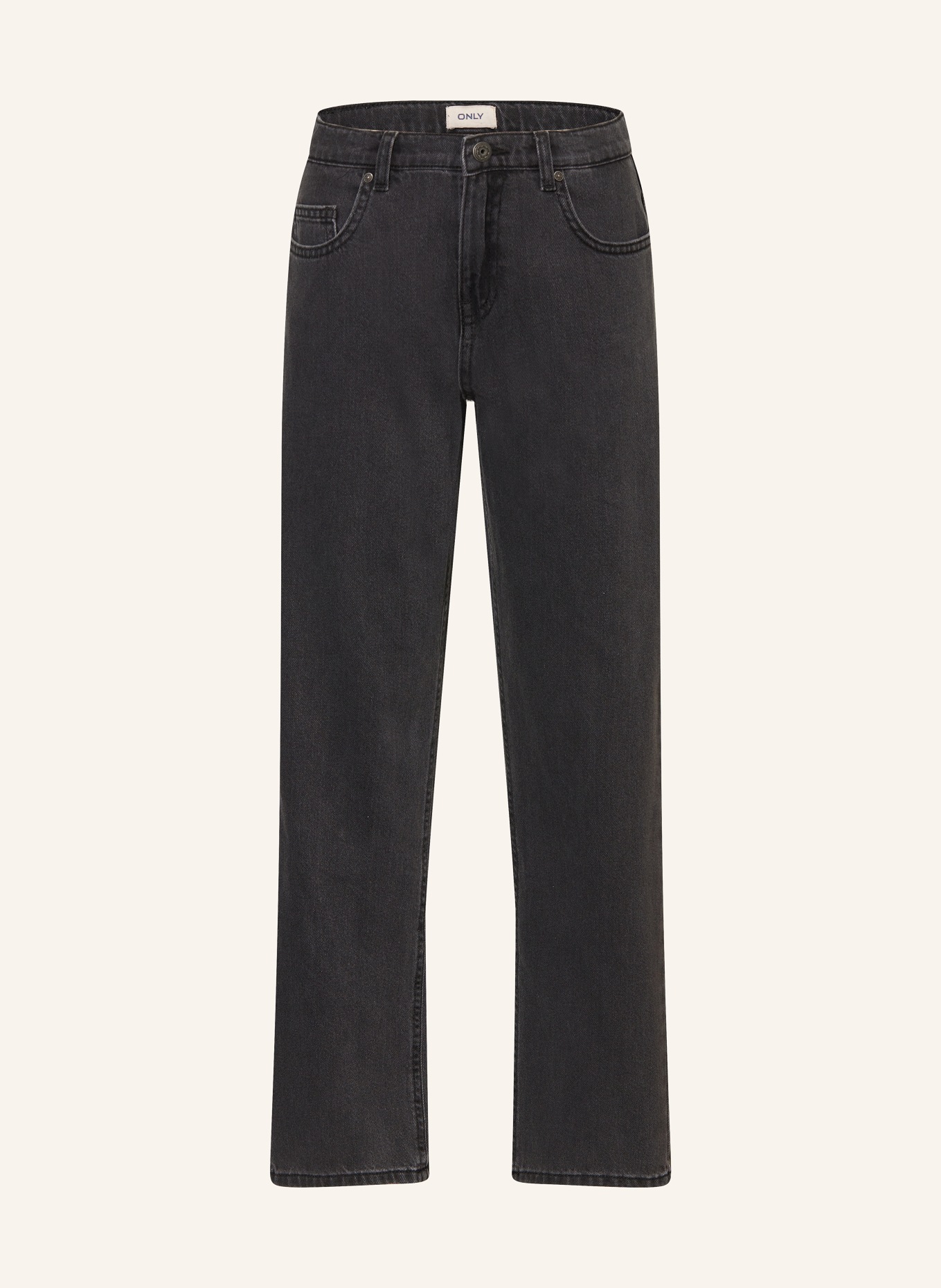 ONLY Jeans Straight Fit: Washed Black/HEART EMBROIDERY