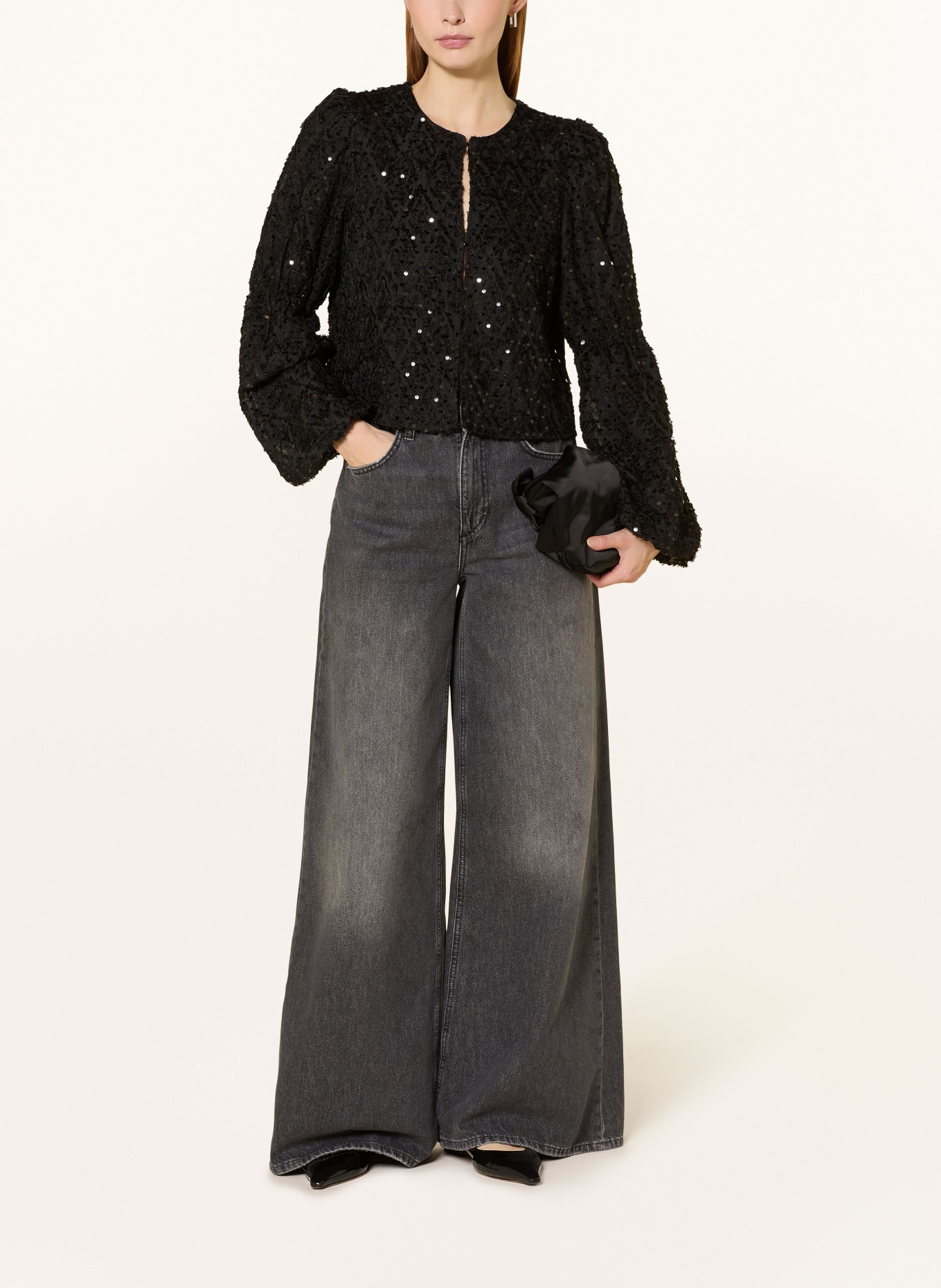 Y.A.S. Bluse ASSERALA mit Pailletten: SCHWARZ