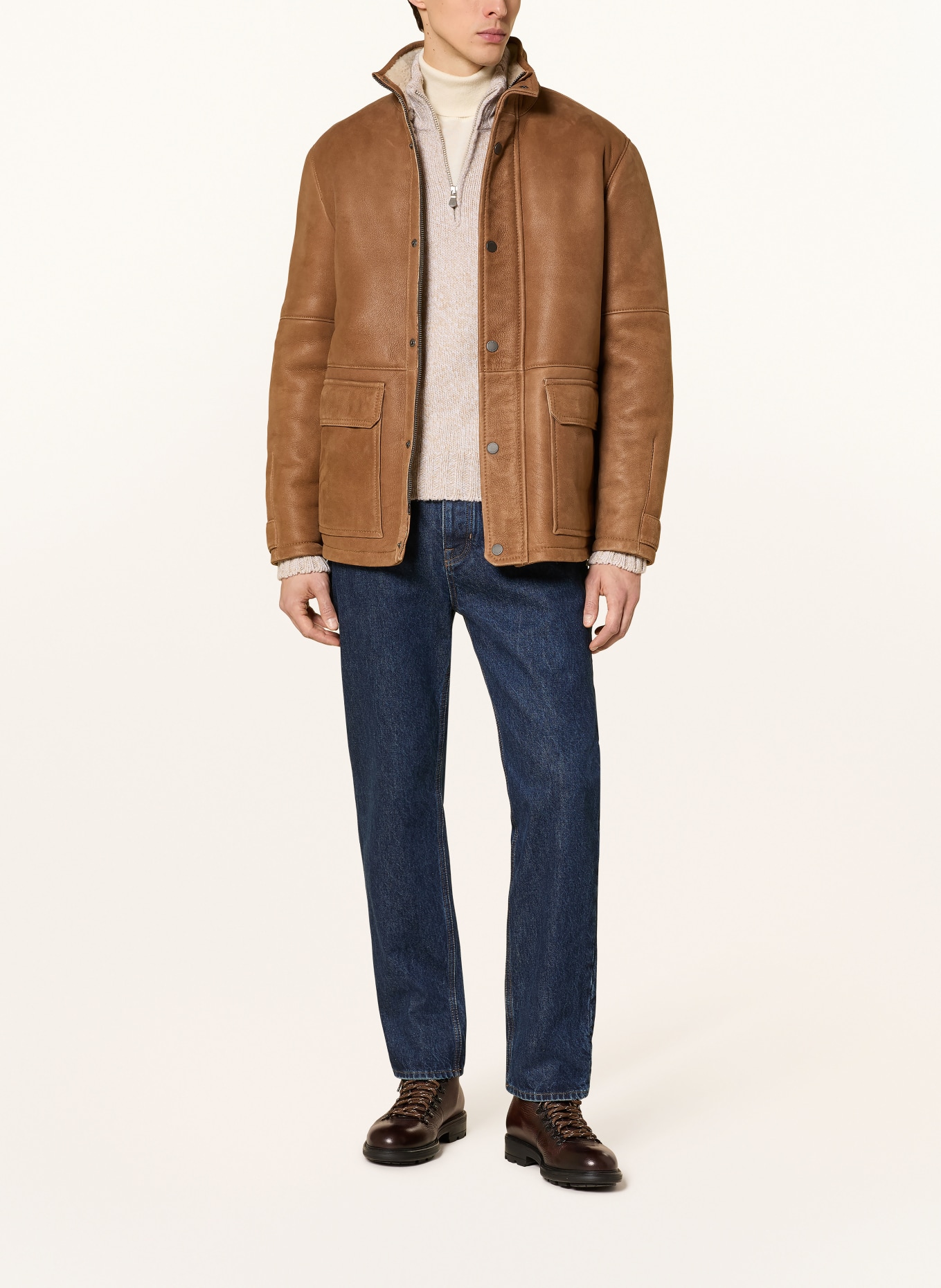 windsor. kurtka skórzana: BRĄZOWY