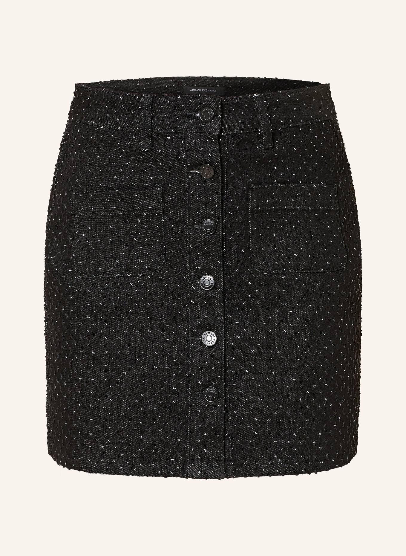 ARMANI EXCHANGE Jeansrock mit Schmucksteinen: SCHWARZ