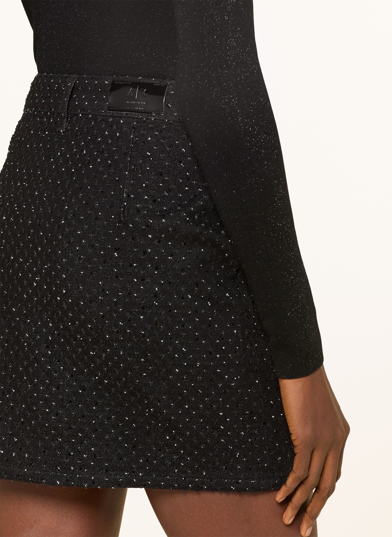 ARMANI EXCHANGE Jeansrock mit Schmucksteinen: SCHWARZ