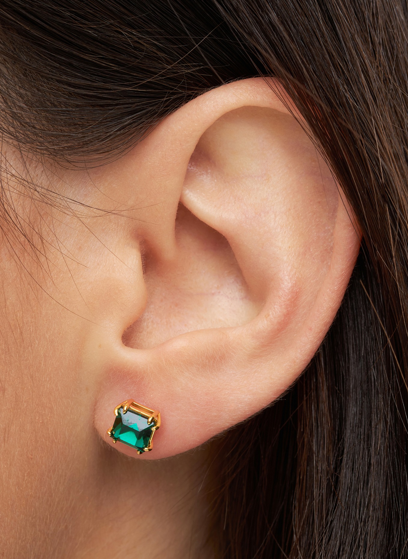 LULU Copenhagen GALA CRYSTAL BLING stud earrings: DARK GREEN / GOLD