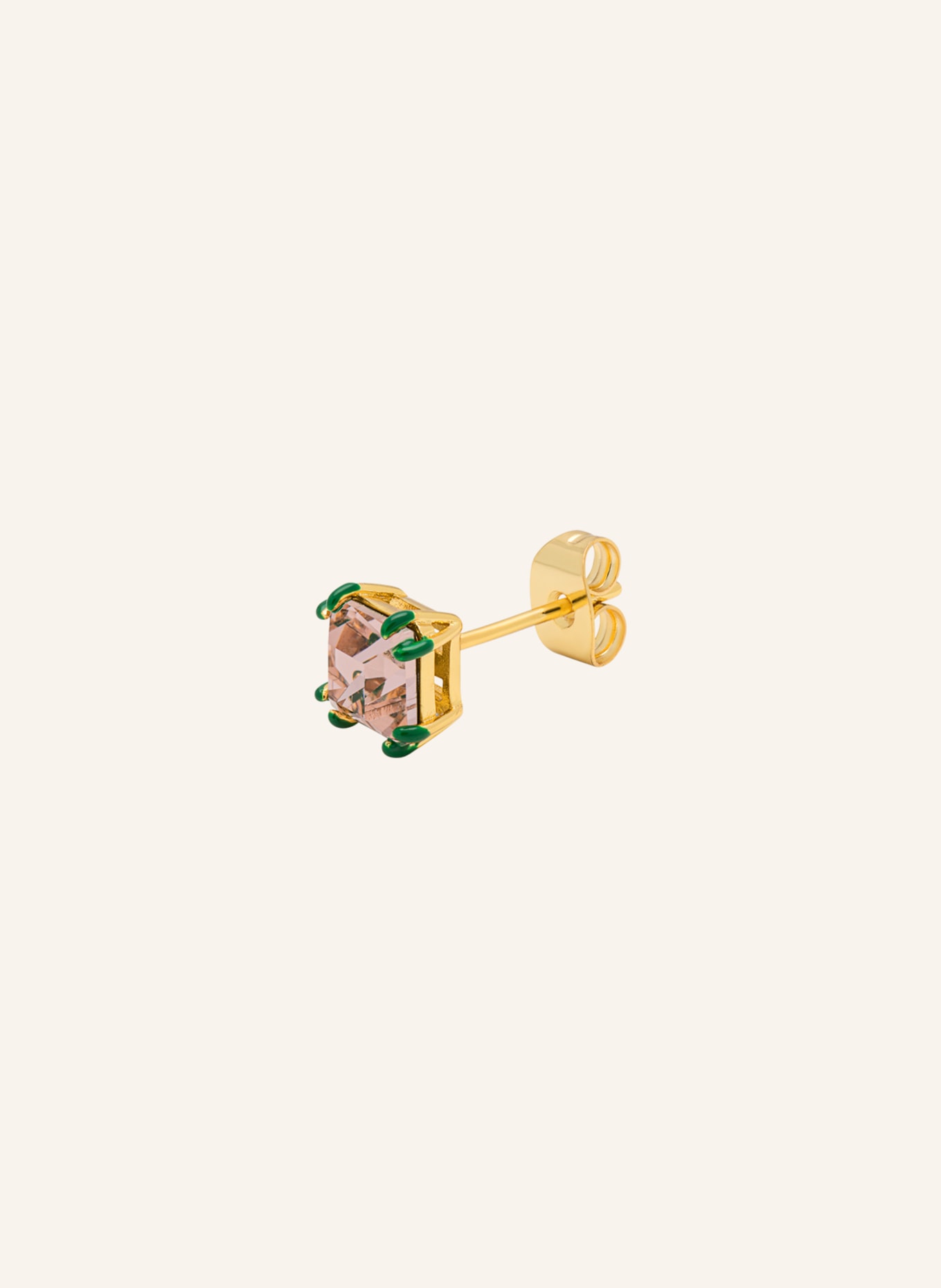 LULU Copenhagen GALA CRYSTAL BLING stud earrings: PINK / GOLD / GREEN