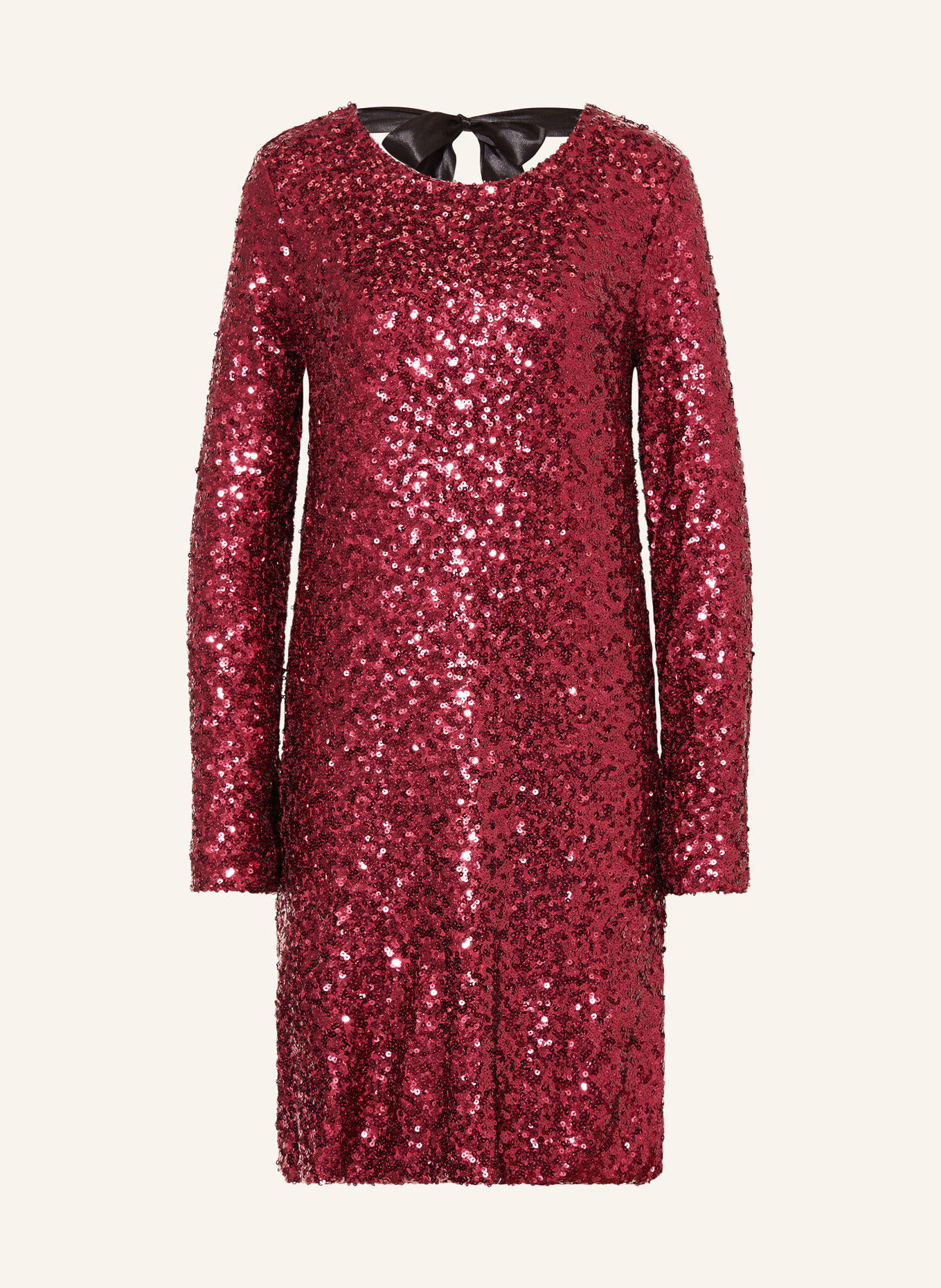 miss goodlife Kleid mit Pailletten: DUNKELROT / SCHWARZ