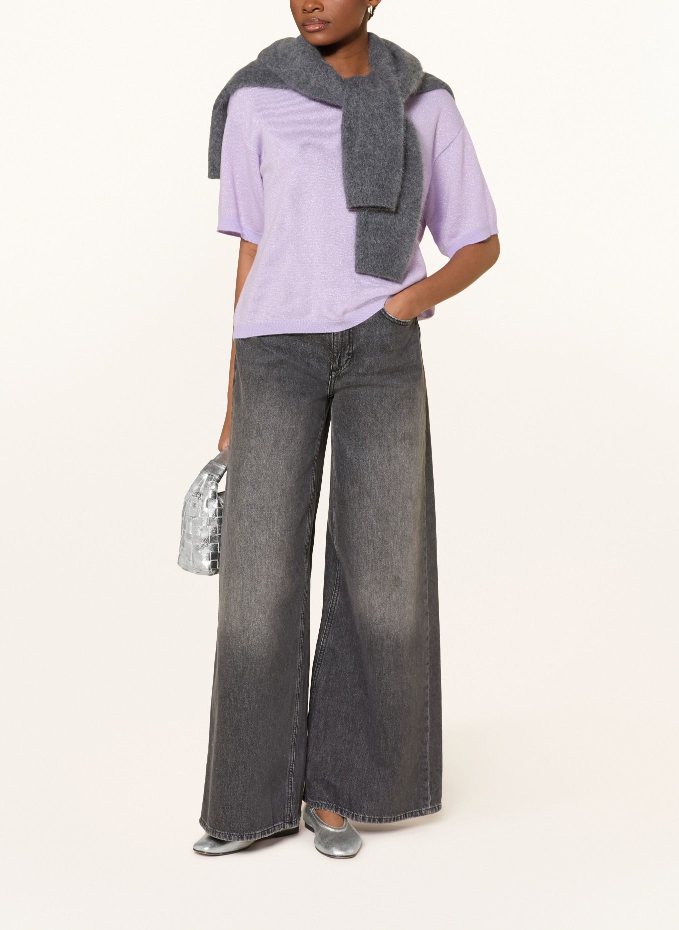 darling harbour Strickshirt aus Cashmere mit Glitzergarn: LILAC