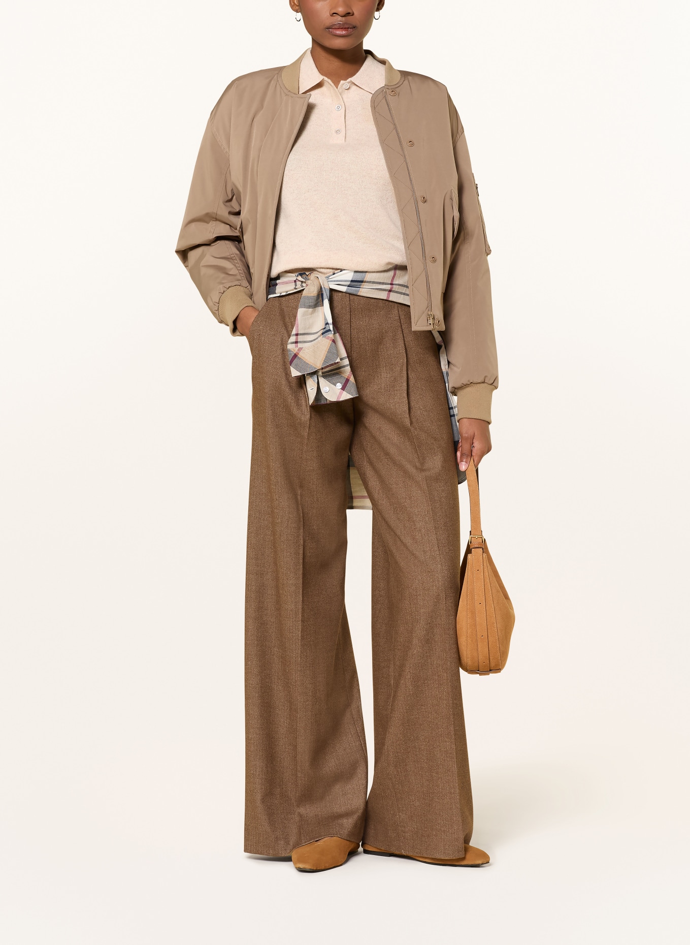 darling harbour Strick-Poloshirt aus Cashmere: Sand Melange