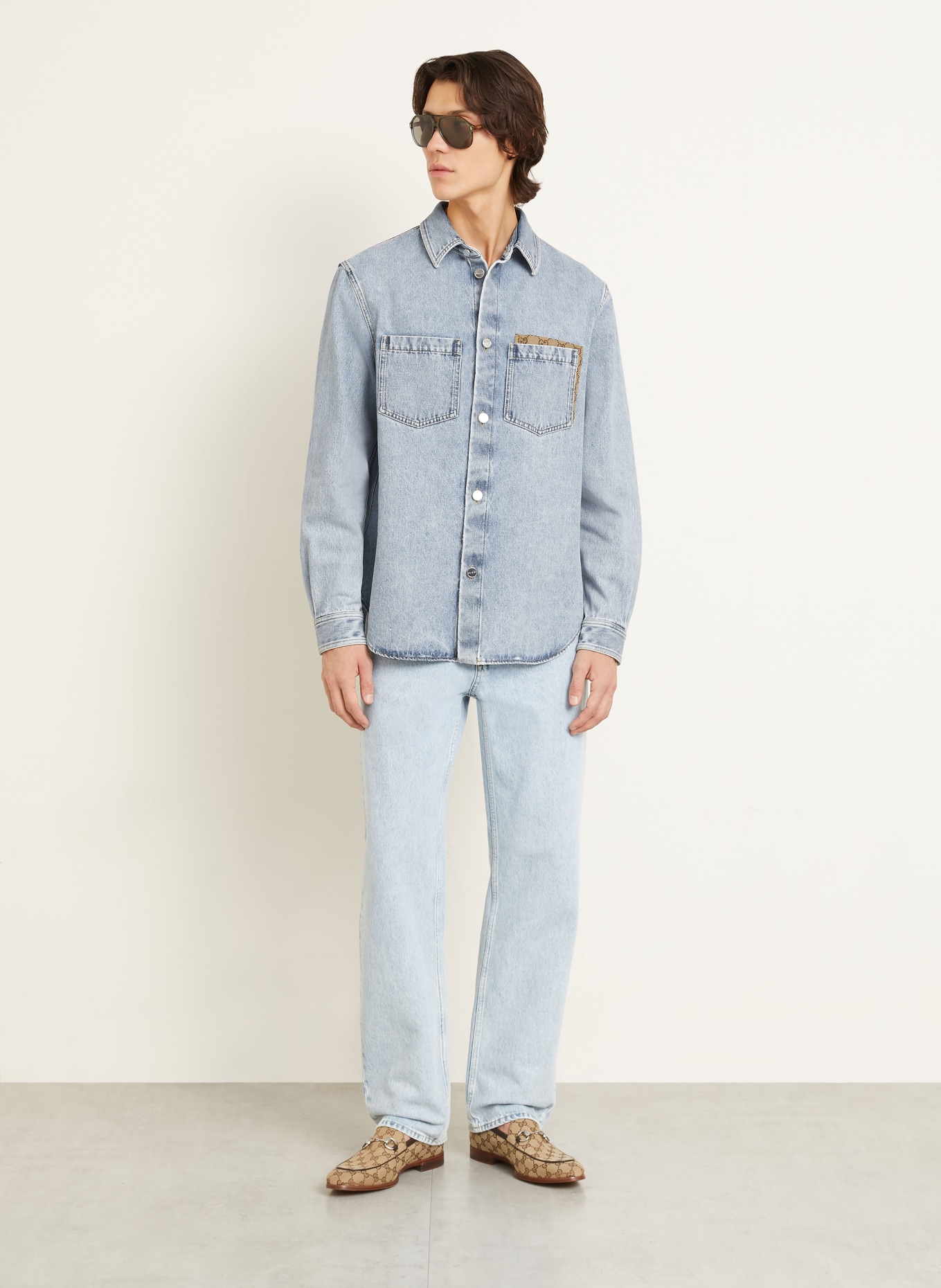 GUCCI Comfort Fit denim shirt: BLUE