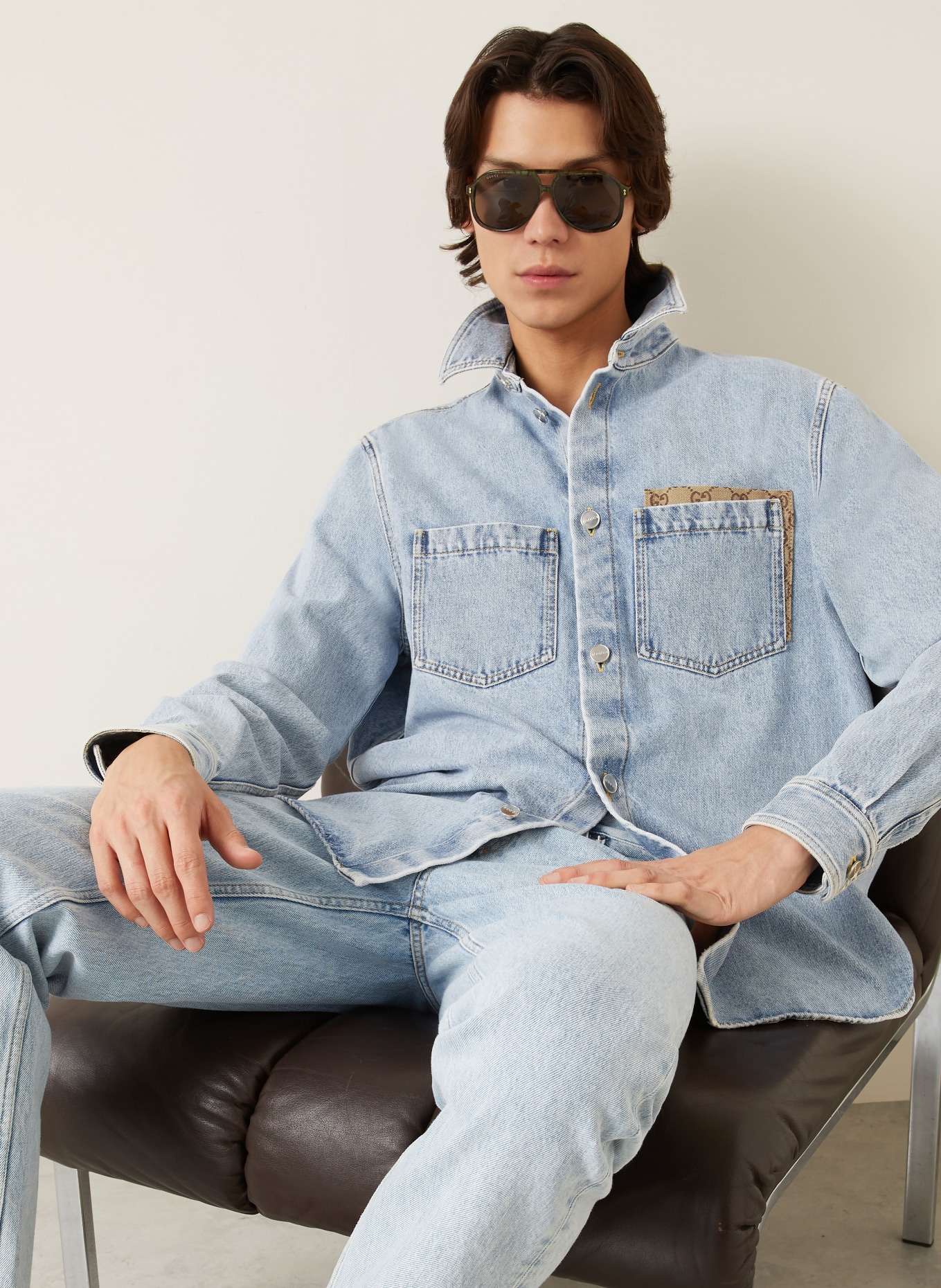 GUCCI Comfort Fit denim shirt: BLUE