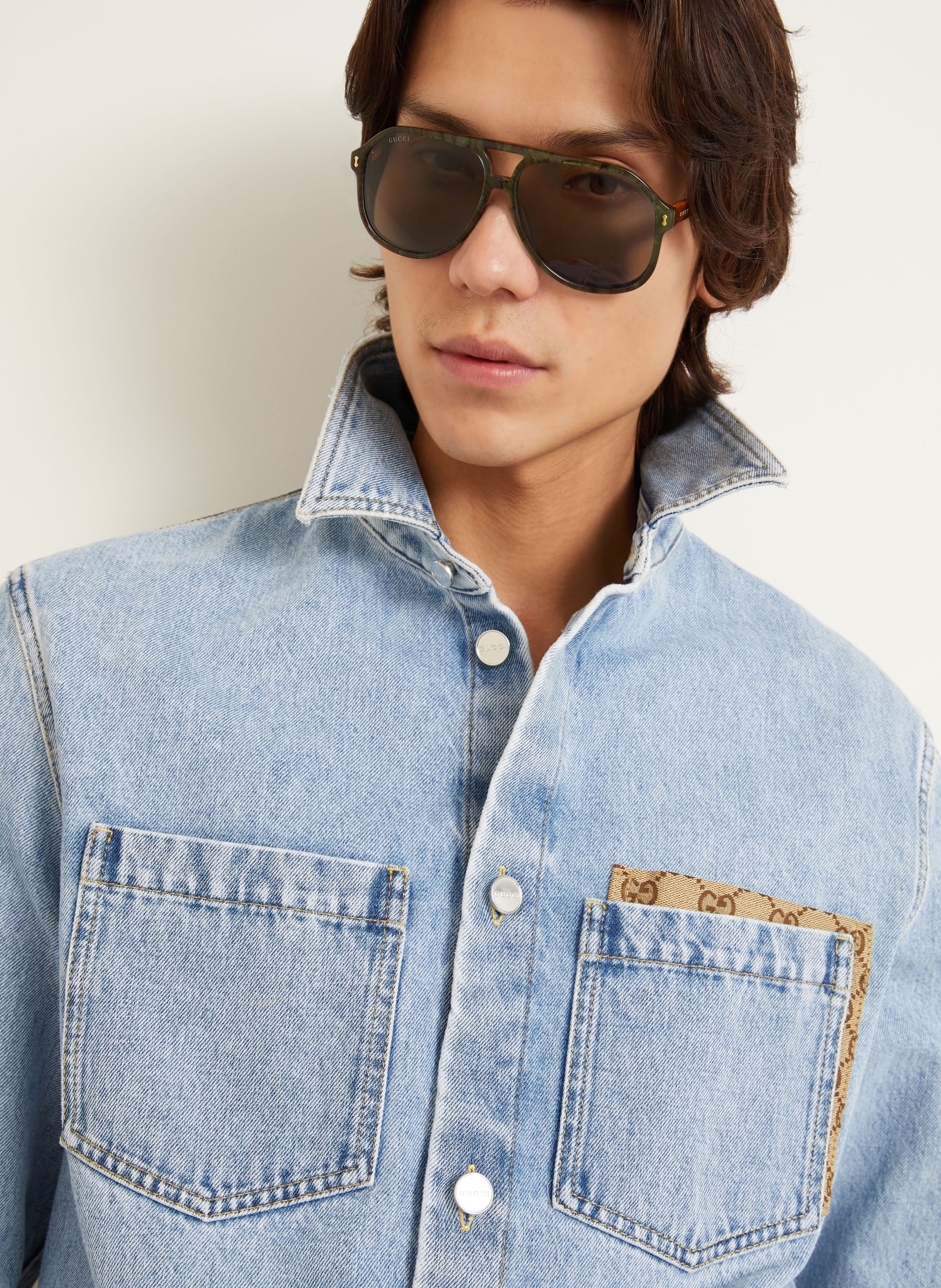 GUCCI Comfort Fit denim shirt: BLUE