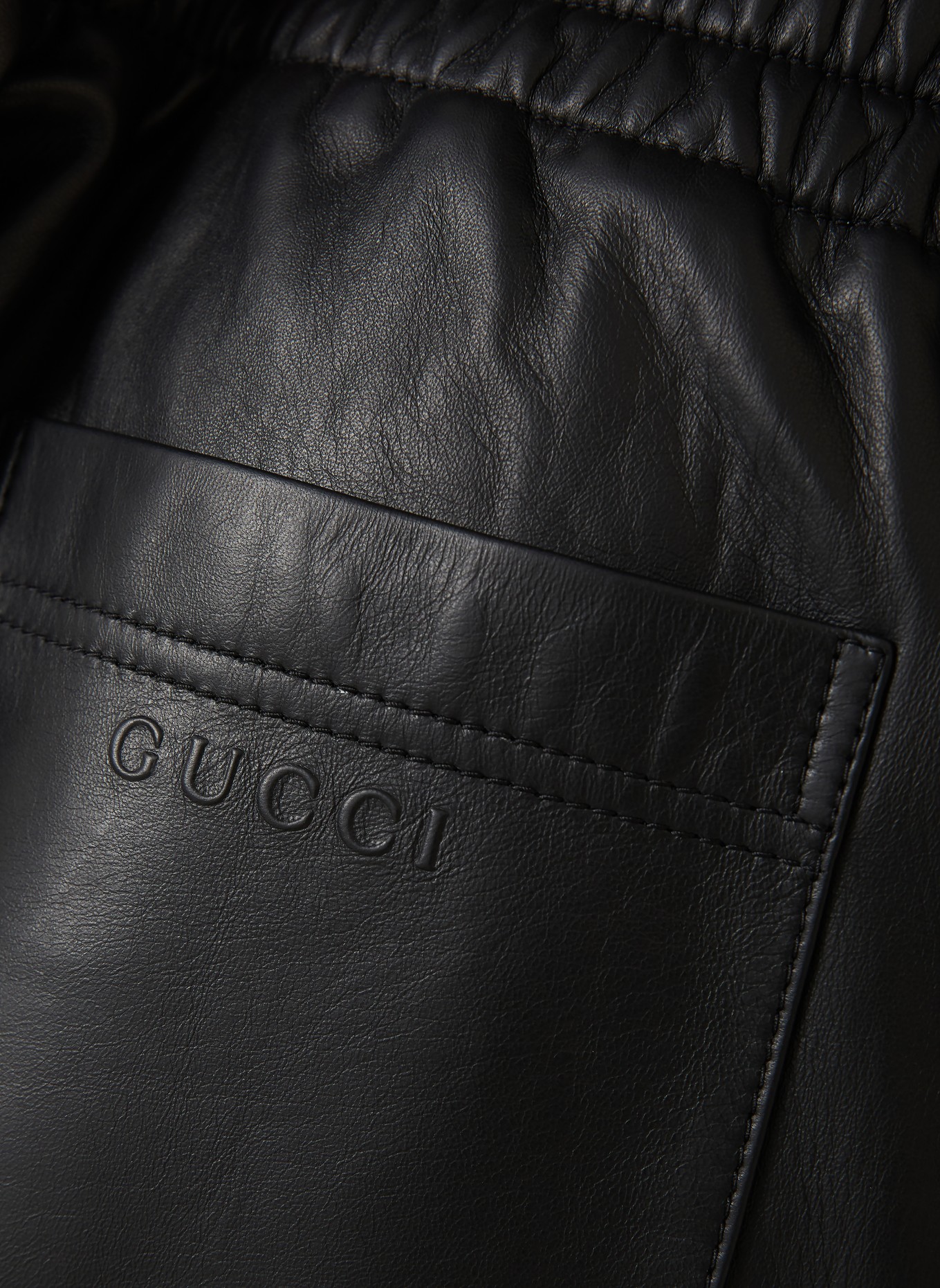 GUCCI leather shorts: BLACK