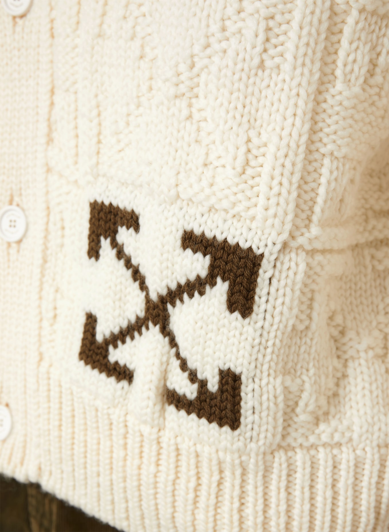 Off-White Strickjacke ARROW: ECRU / OLIV