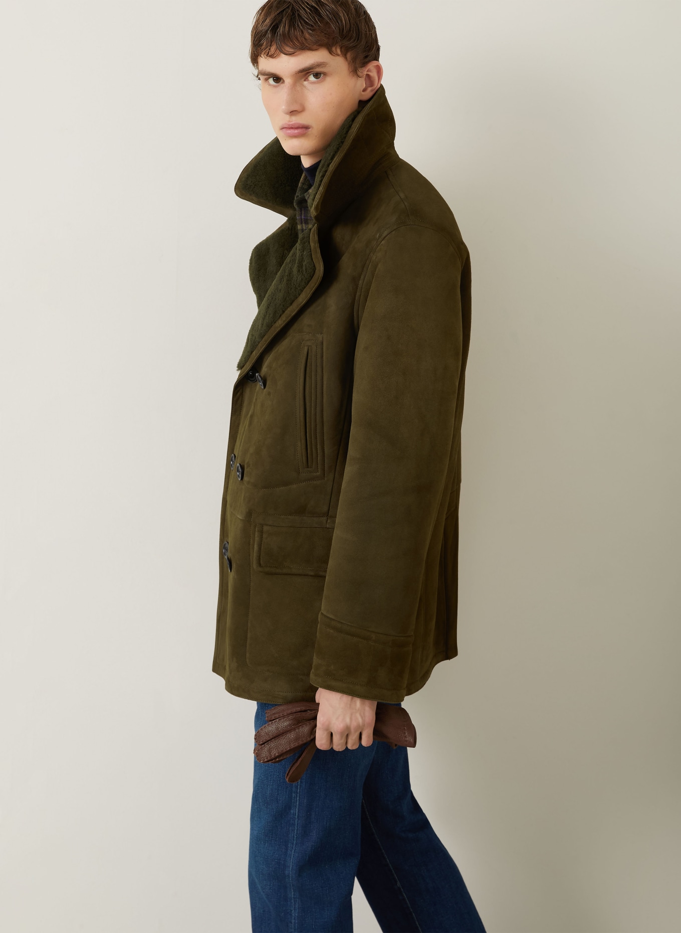 RALPH LAUREN PURPLE LABEL Lederjacke: OLIV / KHAKI