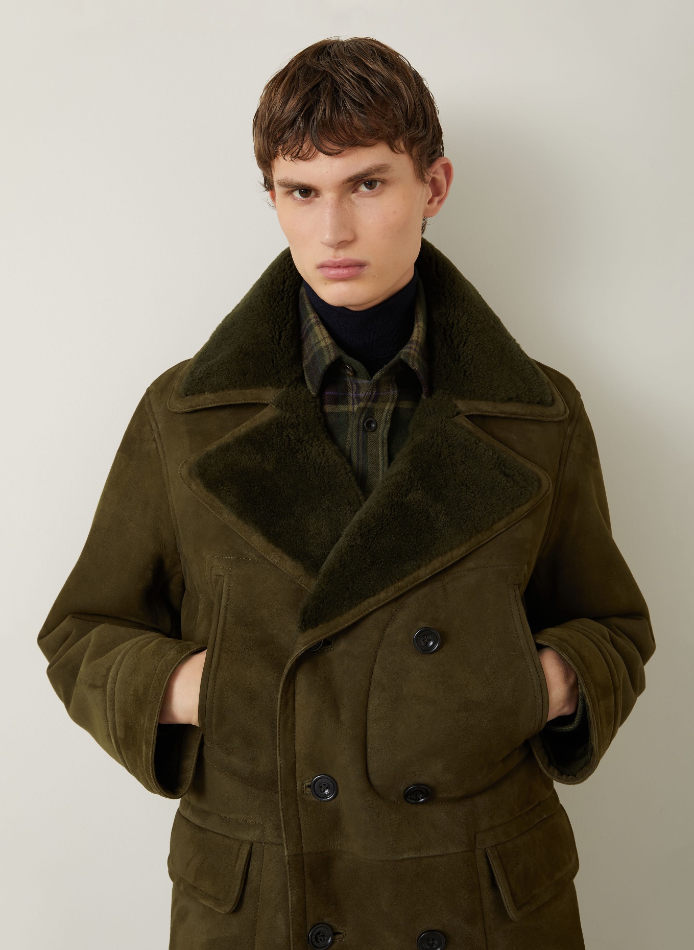 RALPH LAUREN PURPLE LABEL Lederjacke: OLIV / KHAKI