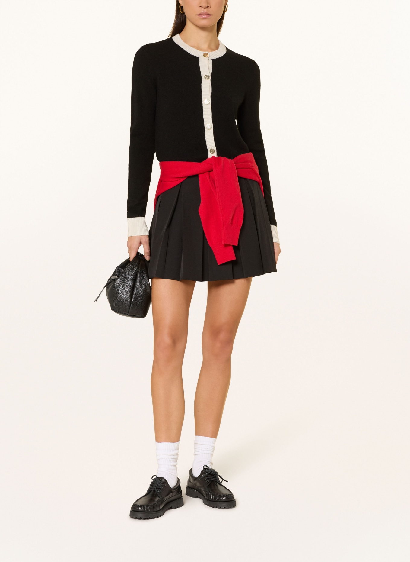 FROM FUTURE Strickjacke aus Cashmere: SCHWARZ / CREME