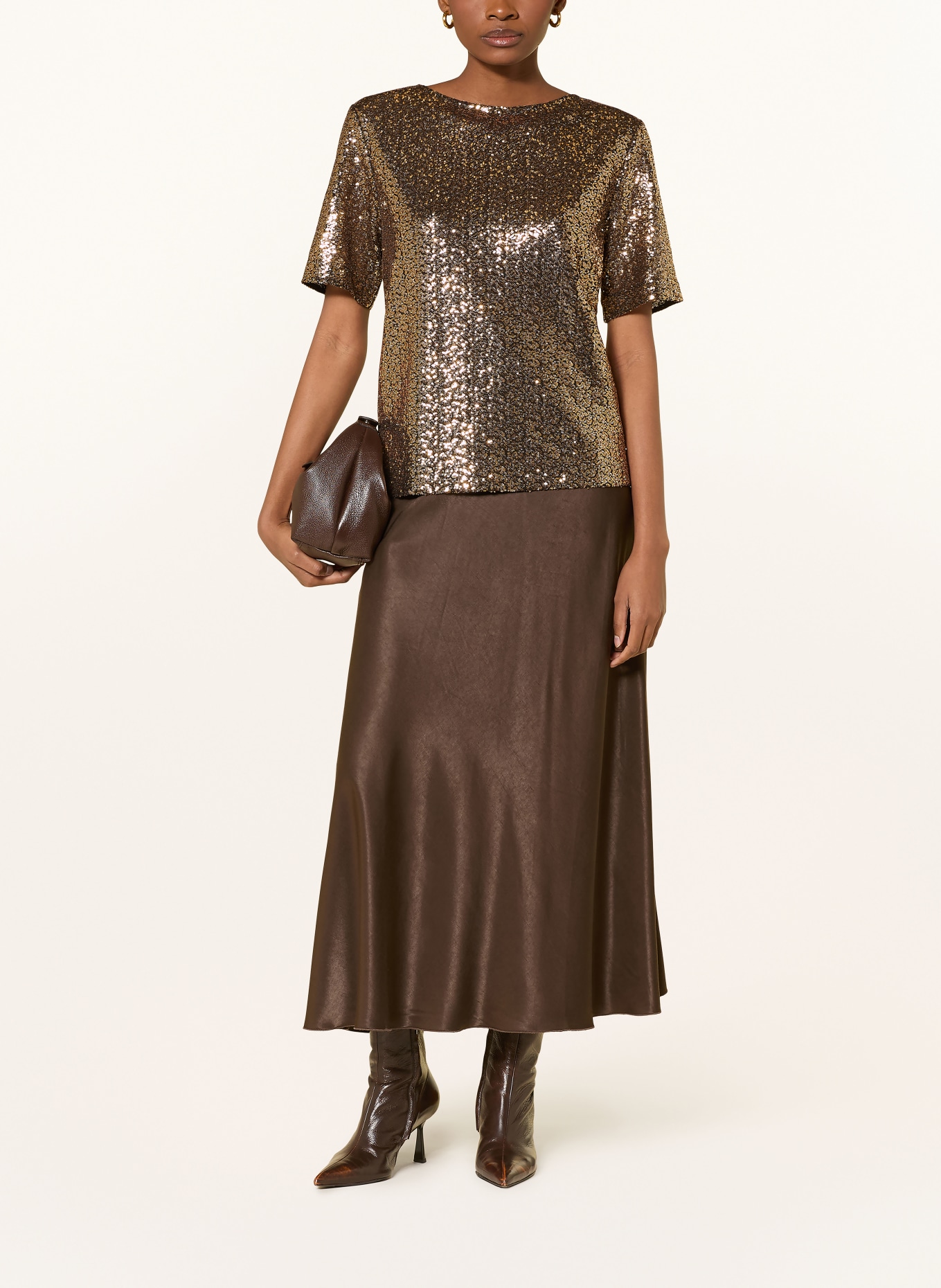 Part Two Blusenshirt VIGGIPW mit Pailletten: GOLD / SCHWARZ